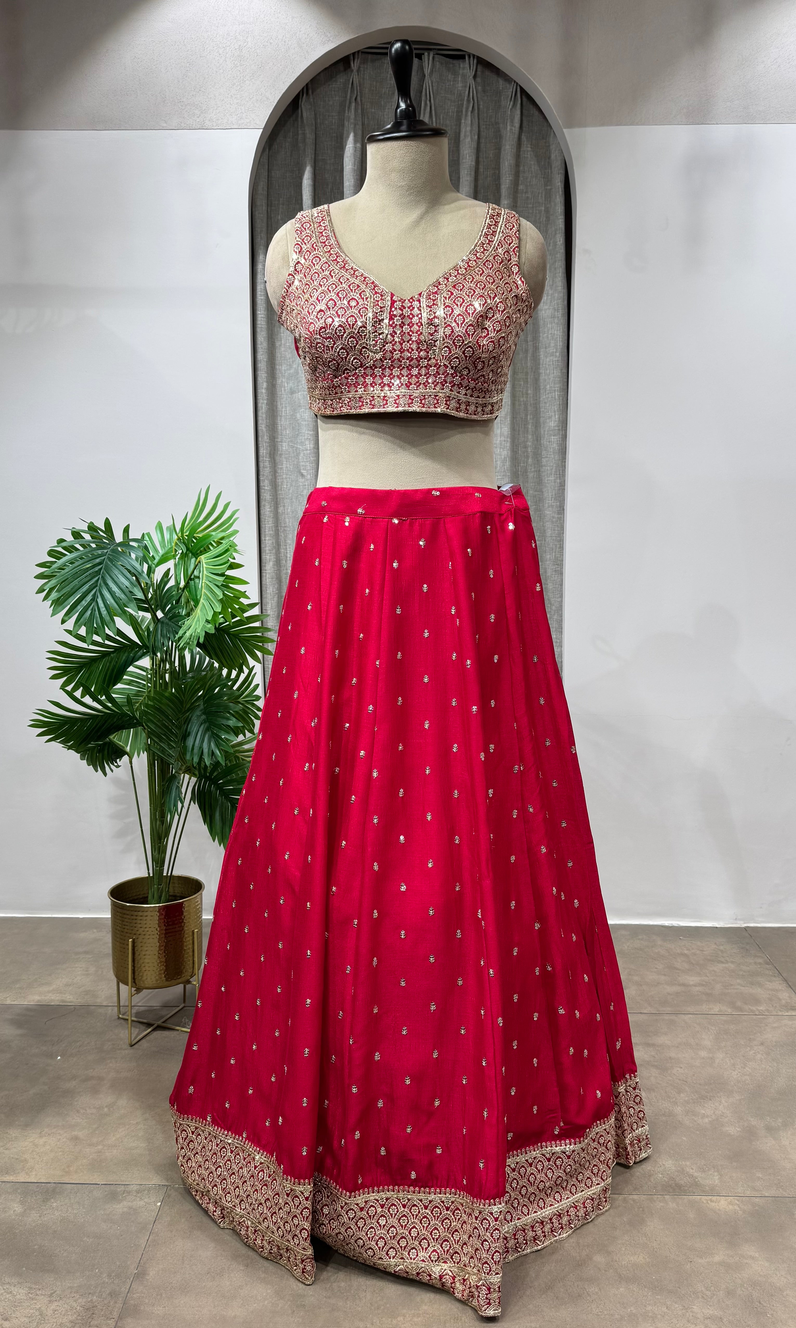Rani Zardozi & Sequins Crop Top Lehenga