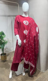 Red Cotton Bandhani Printed Kurta Set