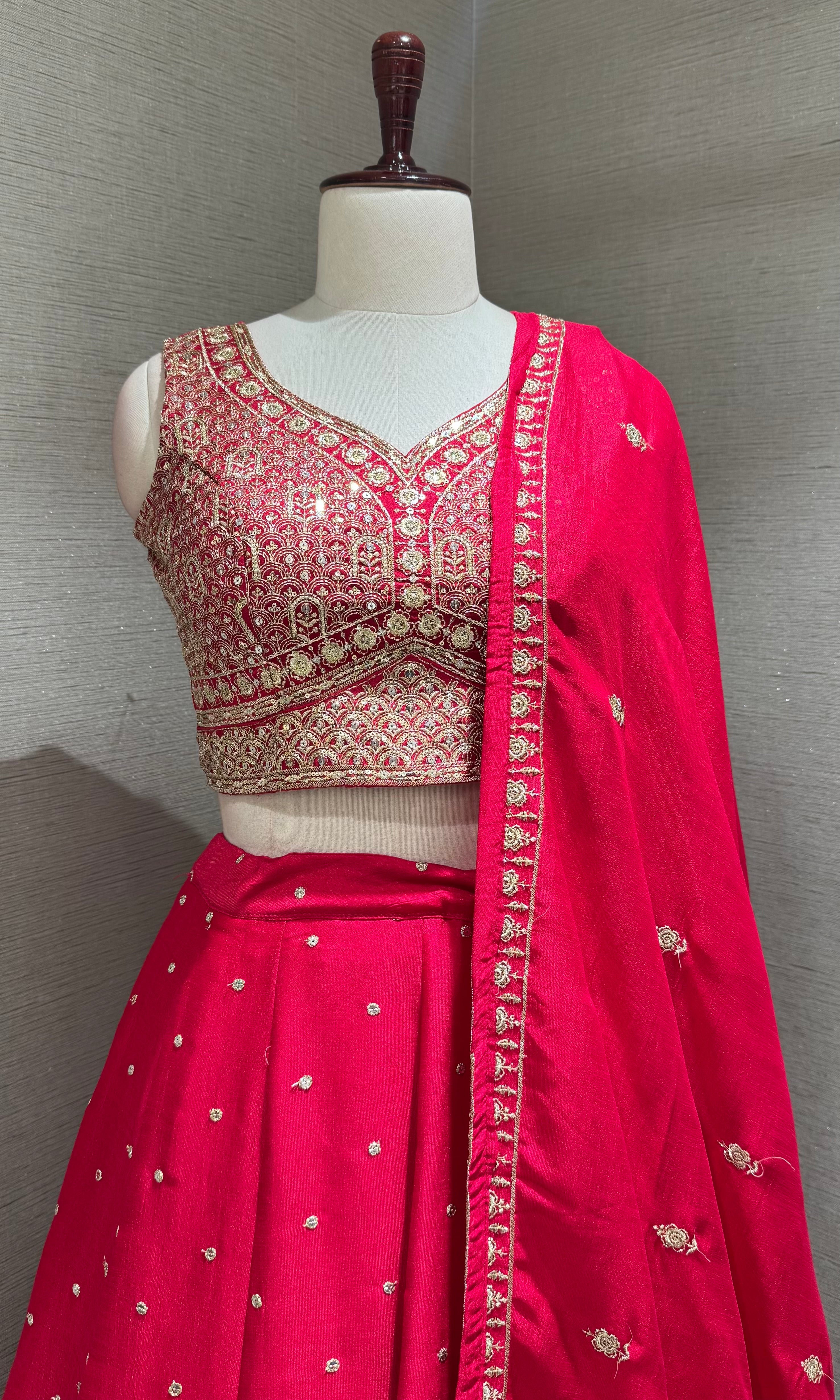 Rani Raw Silk Lehenga with Heavy Zari Border