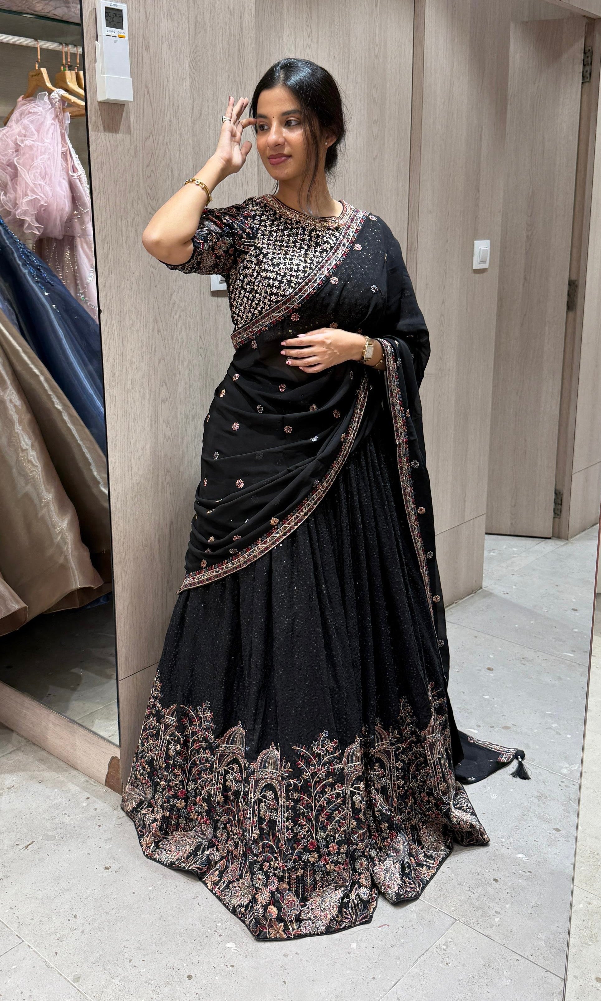 Elegant Black embellished Lehenga