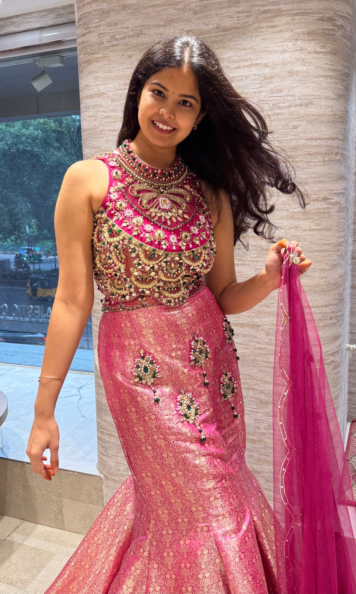 Rani Pink and Gold Embellished Bridal Lehenga