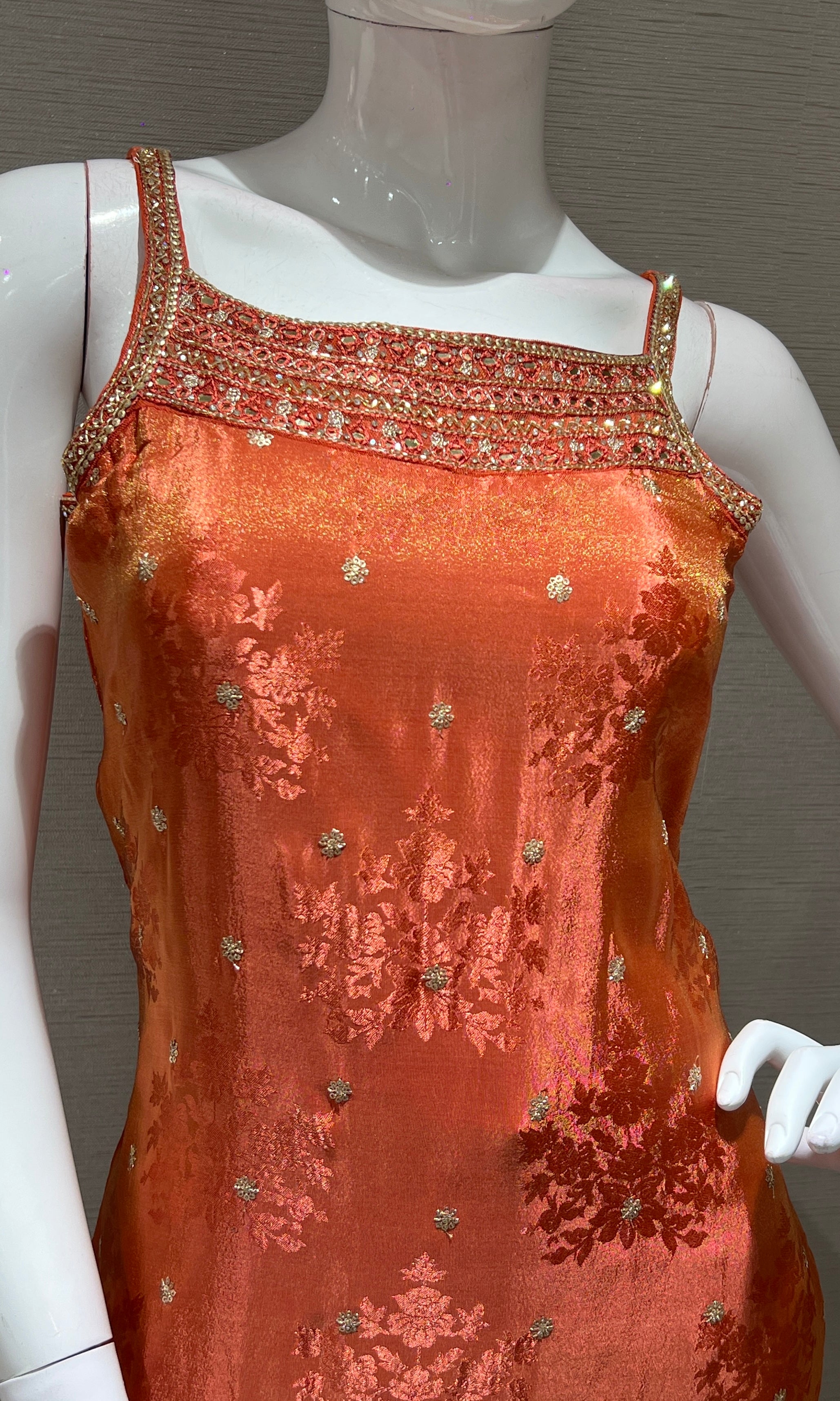 Rust AND GOLD EMBROIDERED kurta set