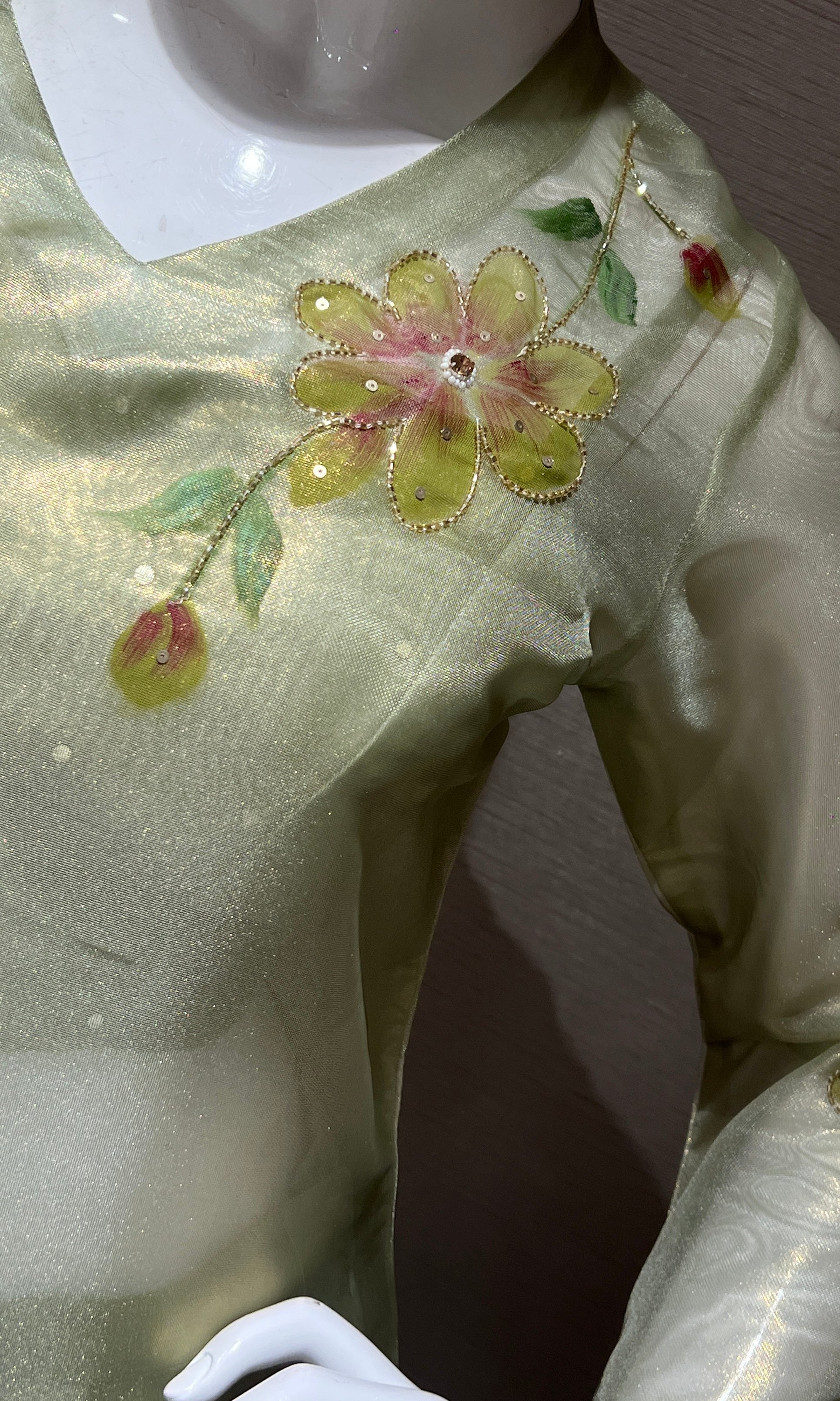 Pastel Green Floral Cord Set