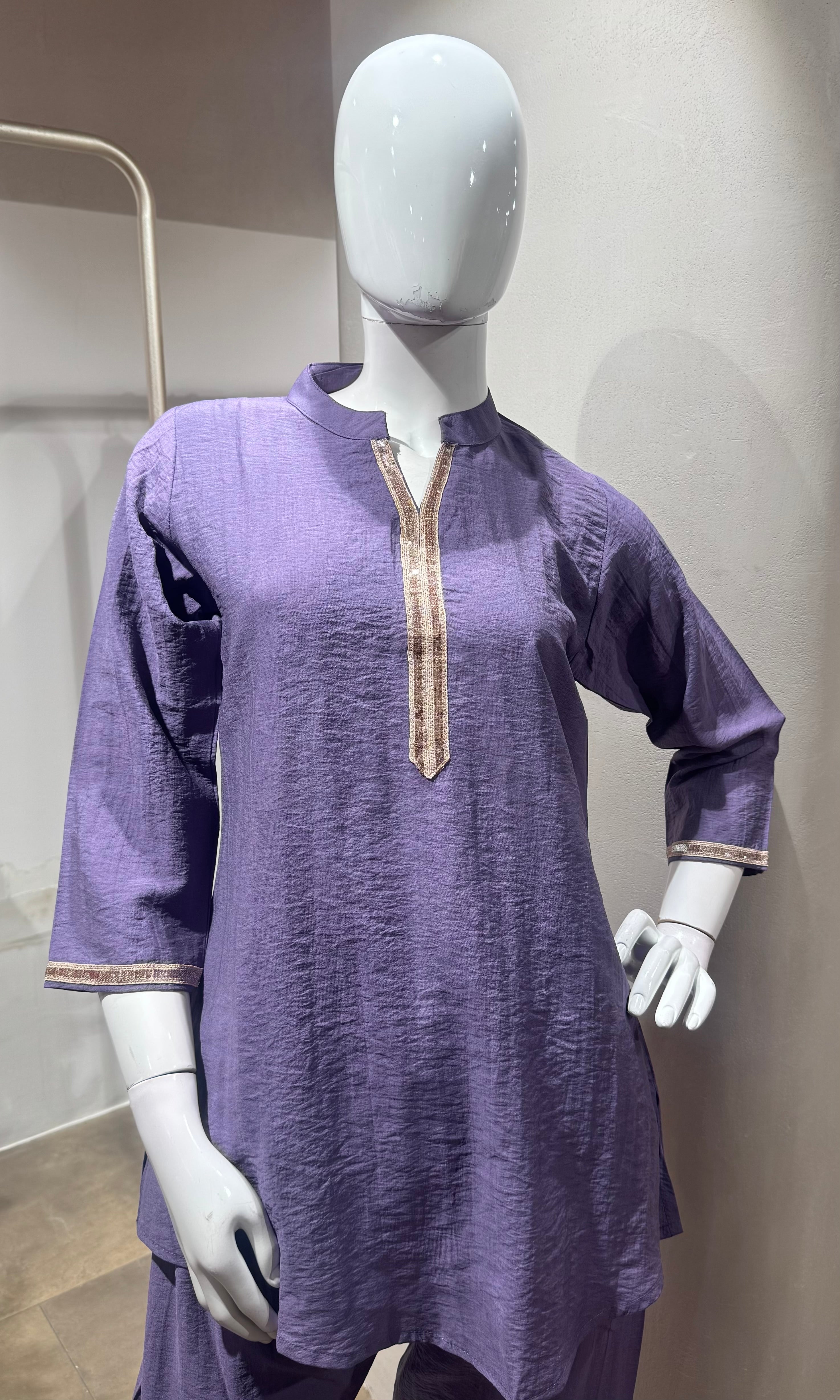 Lavander golden neckline cord set