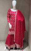 Pink embroidered sharara dupatta set