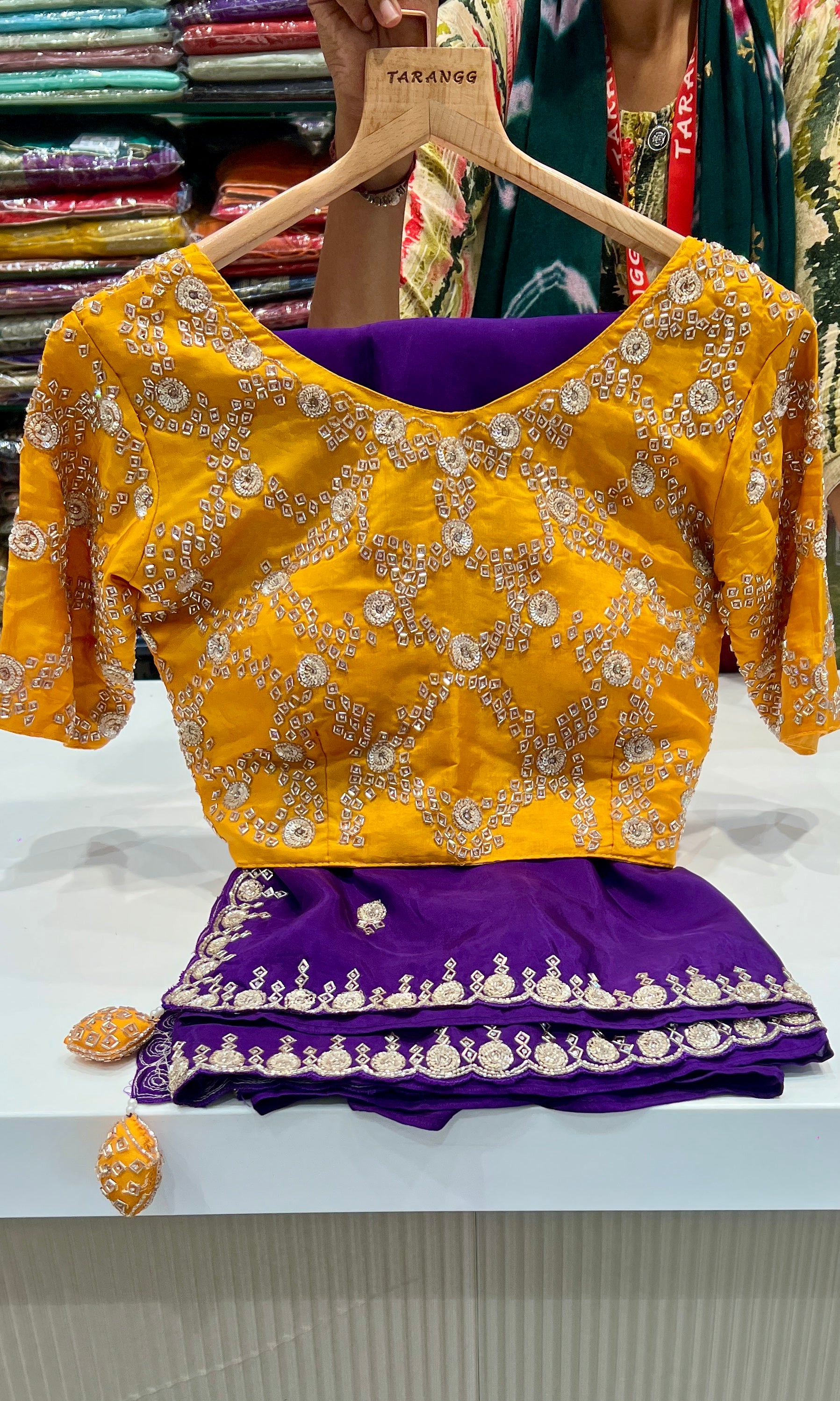 Purple saree with ready blouse