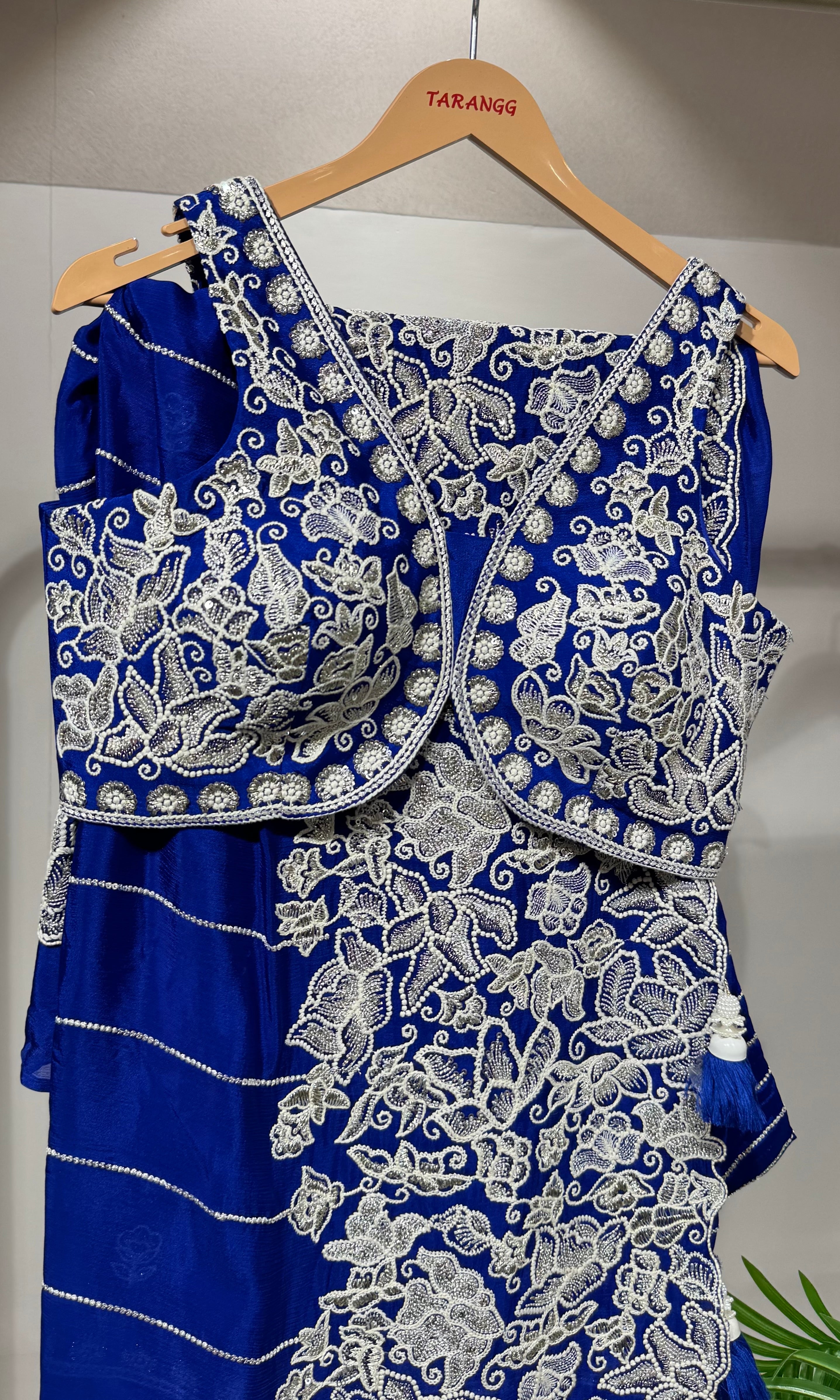 royal blue designer saree with blouse
