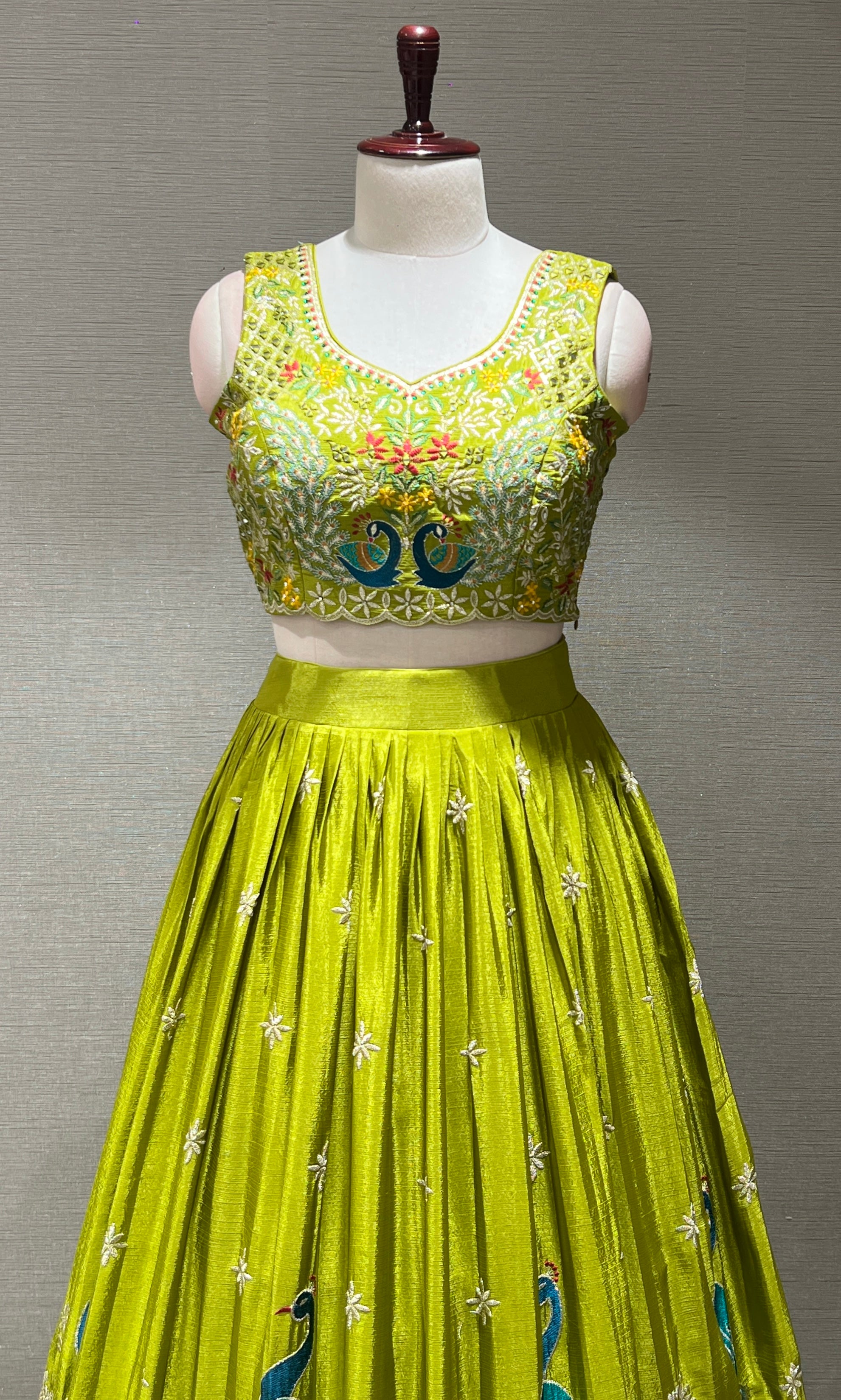 Green Lehenga WITH PEACOCK DESIGN