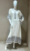 White and Black Fusion Print Kaftan kurti top