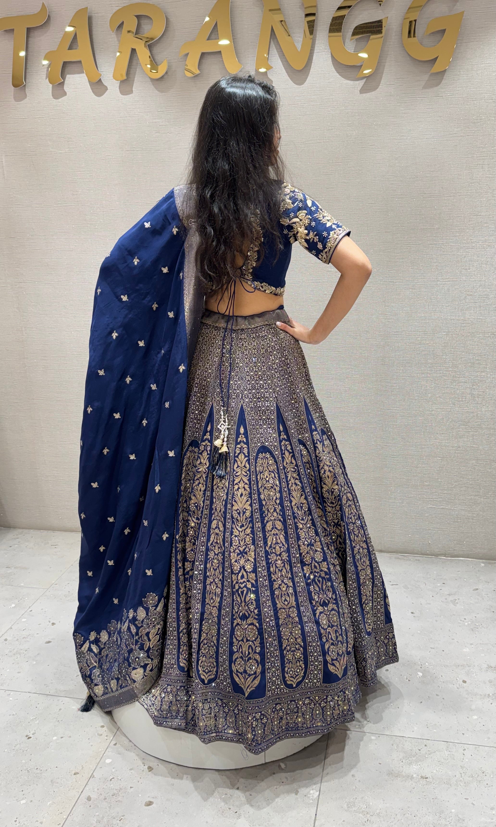 Navy blue GOLDEN ETHNIC LEHENGA