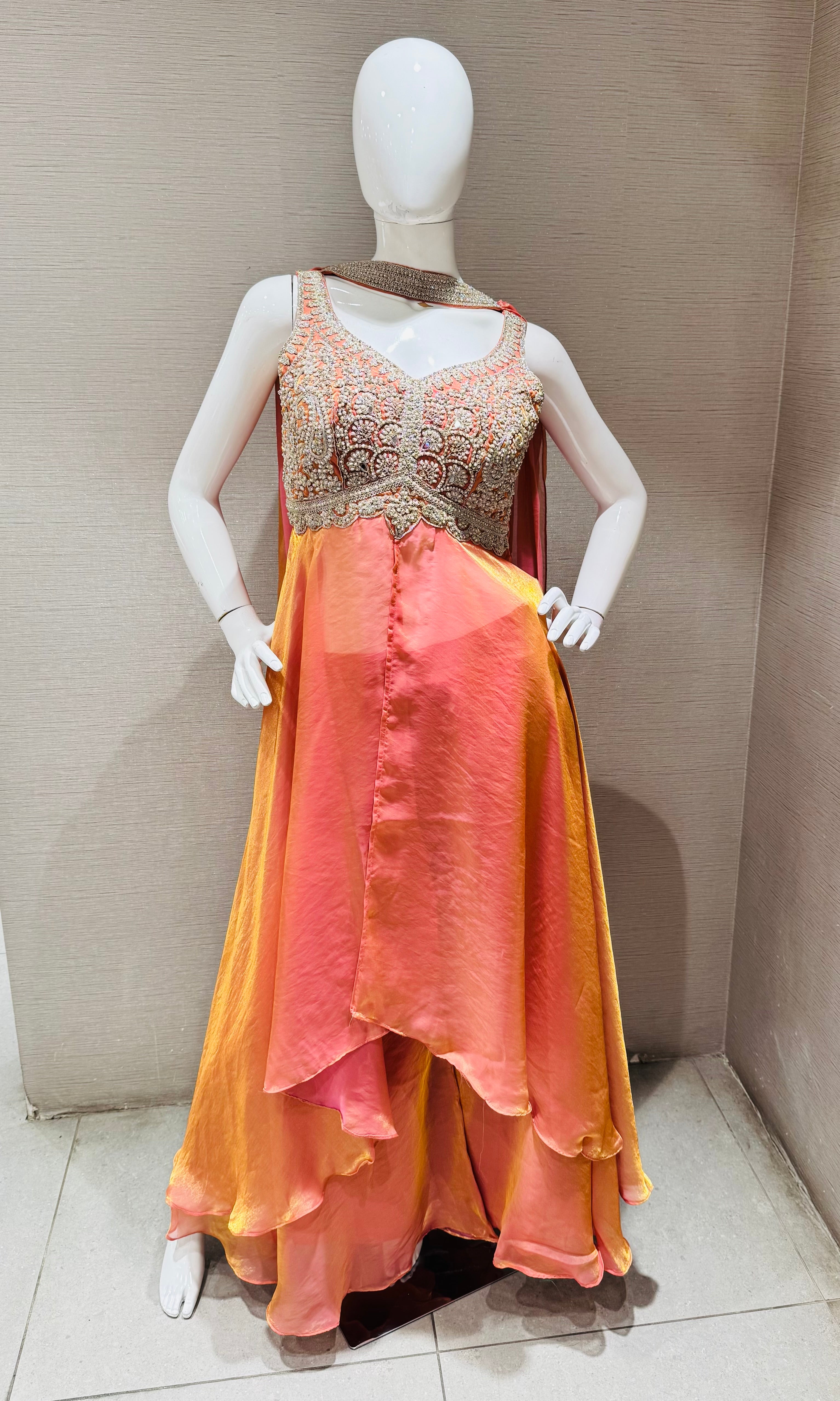 Rust Shimmer Tissue Palazzo set