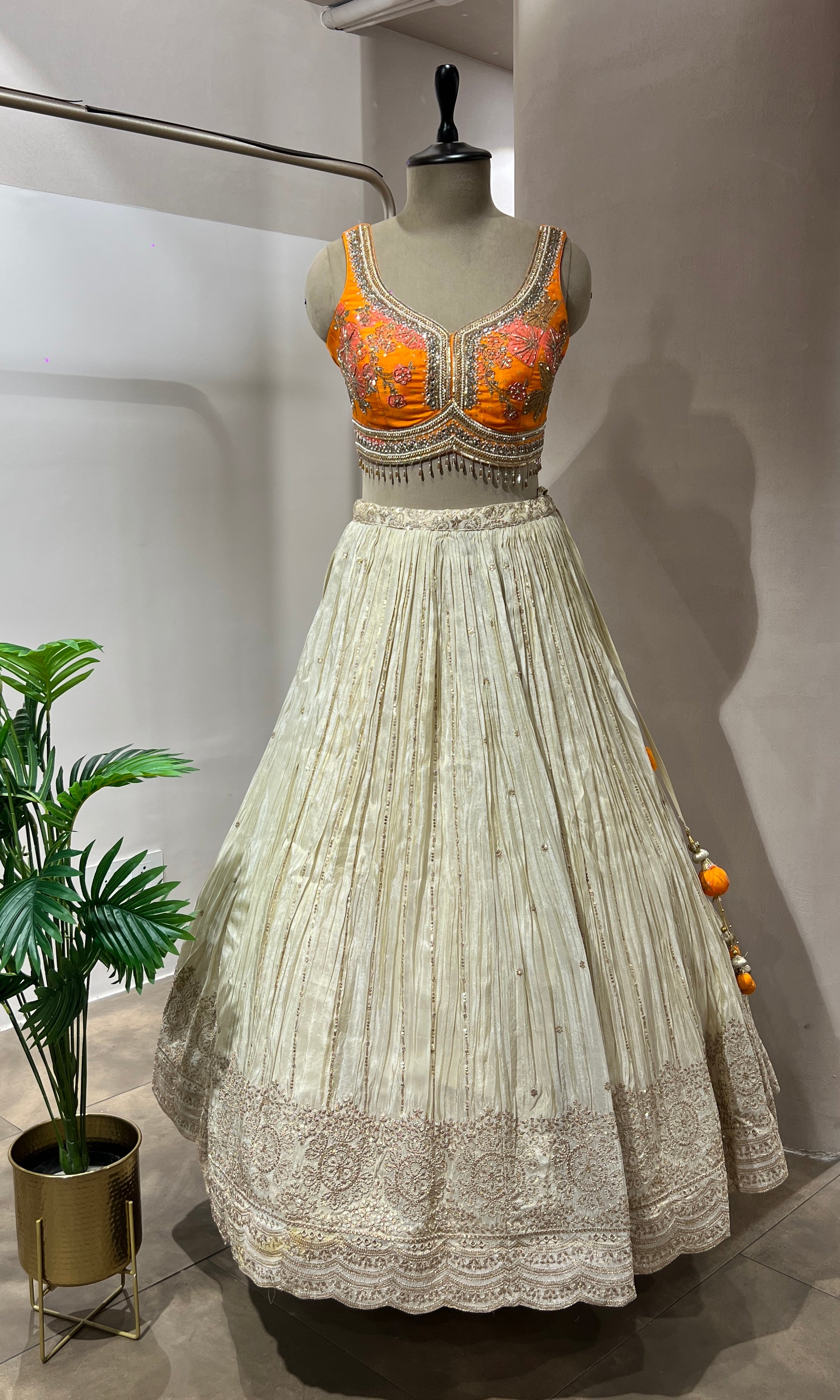 ORANGE EMBELLISHED LEHENGA