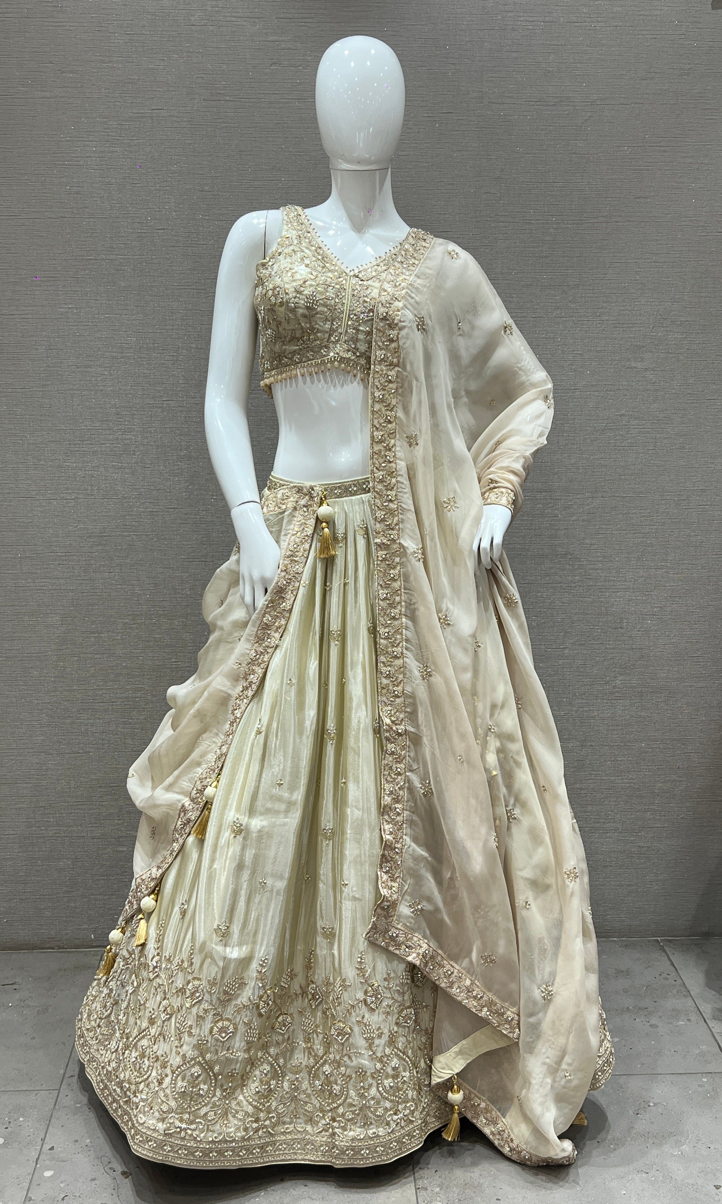 Cream Lehenga