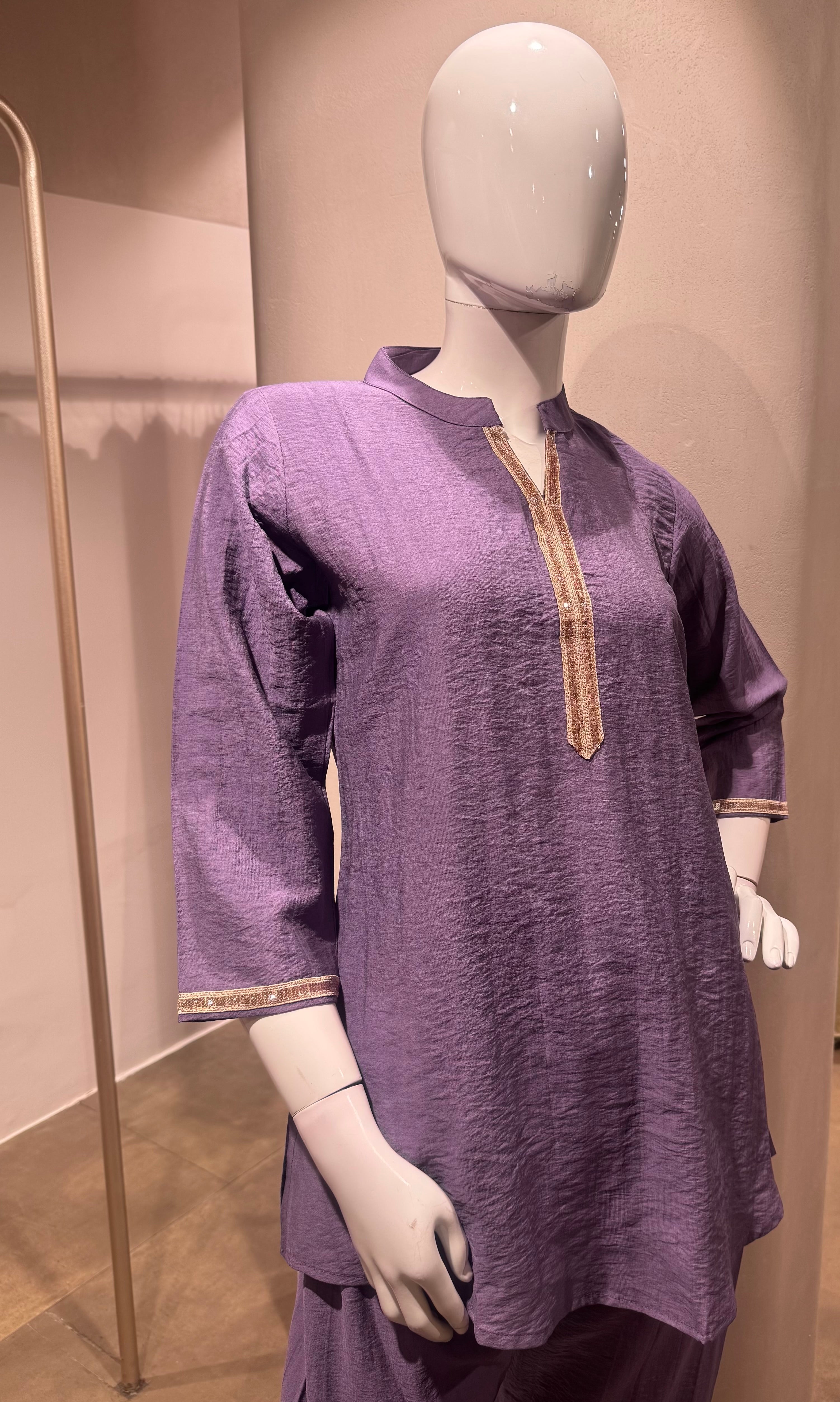 Lavander golden neckline cord set