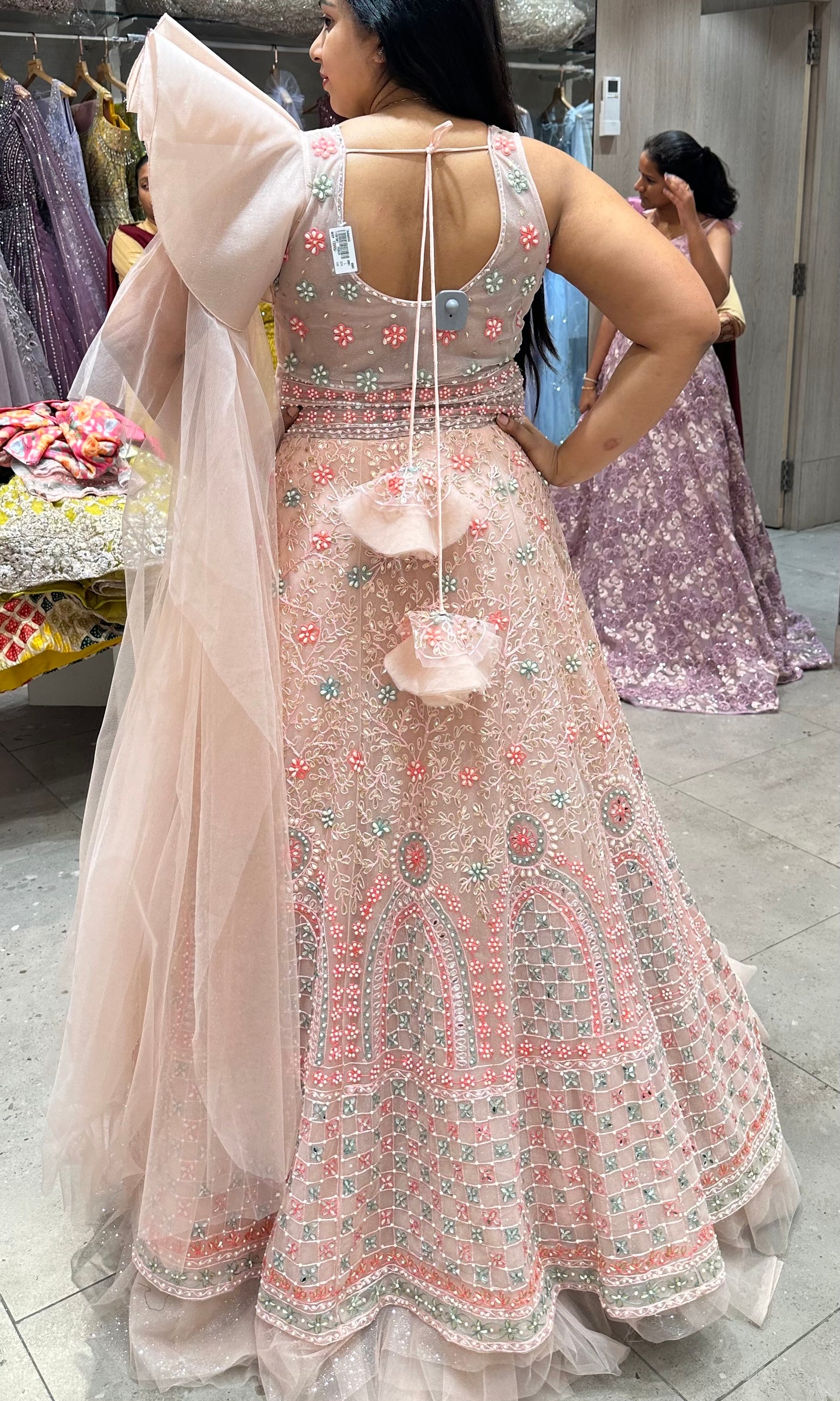 ⚜️Baby pink designer long dress with netted dupatta 🏆🎀