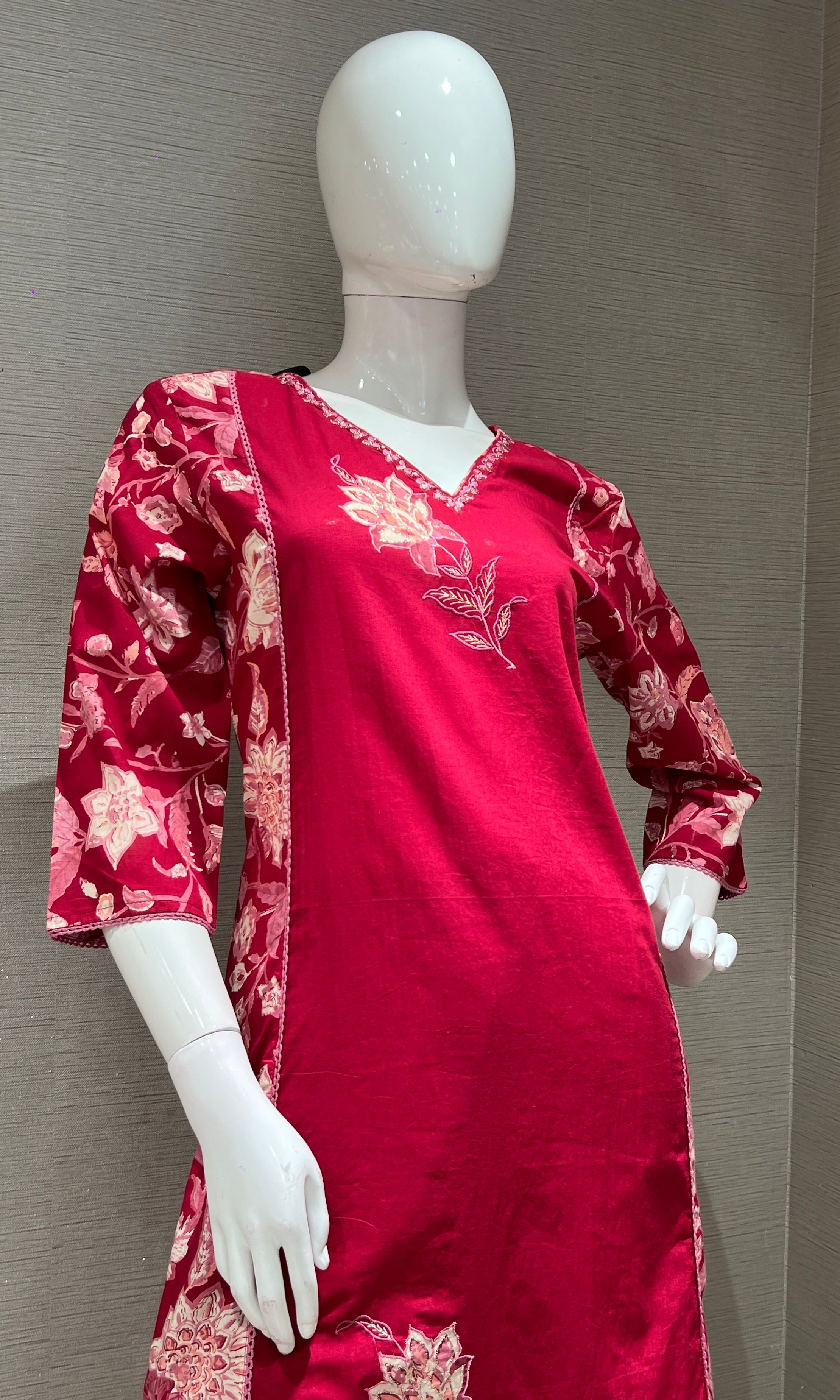 Rani pink FLORAL PRINT kurta set