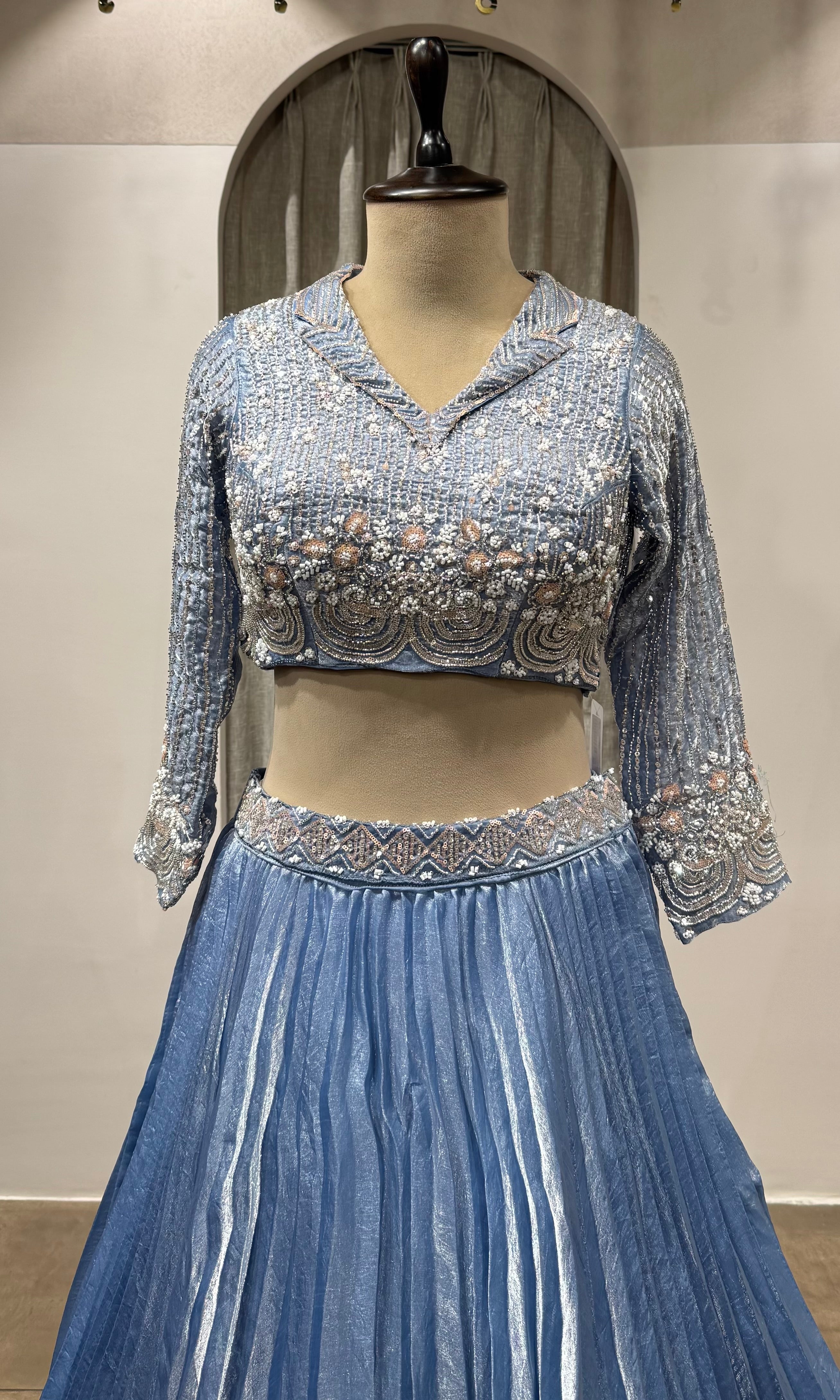 LIGHT BLUE Embroidered Designer Lehenga Set