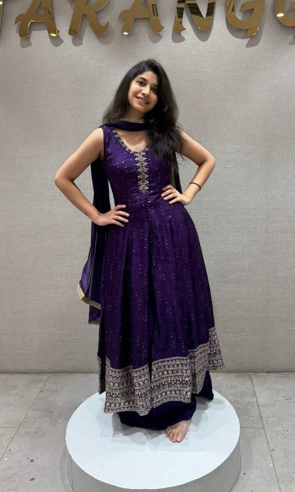 Royal Amethyst Front Slit Anarkali KURTA Set