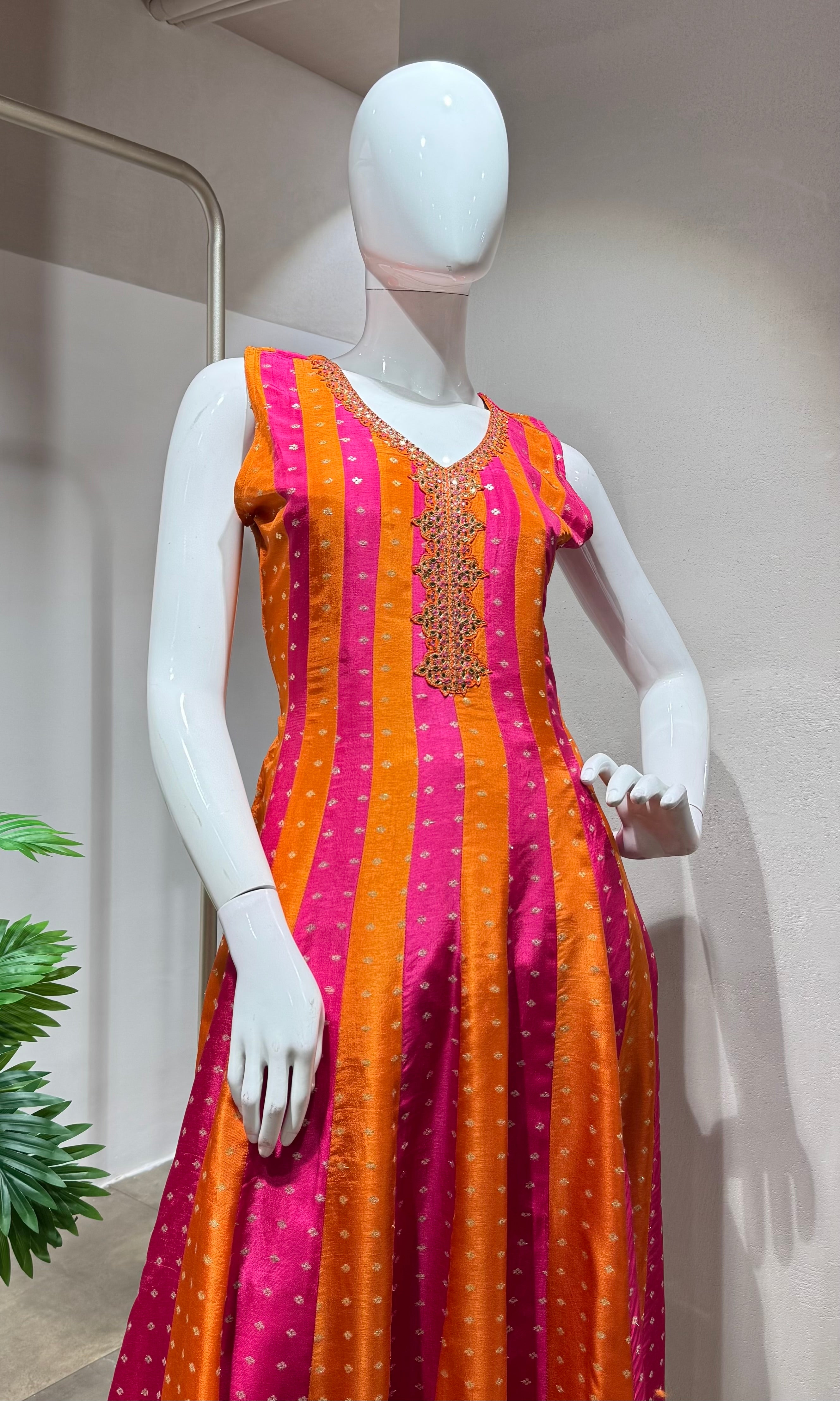 Orange & Pink anarakali dress