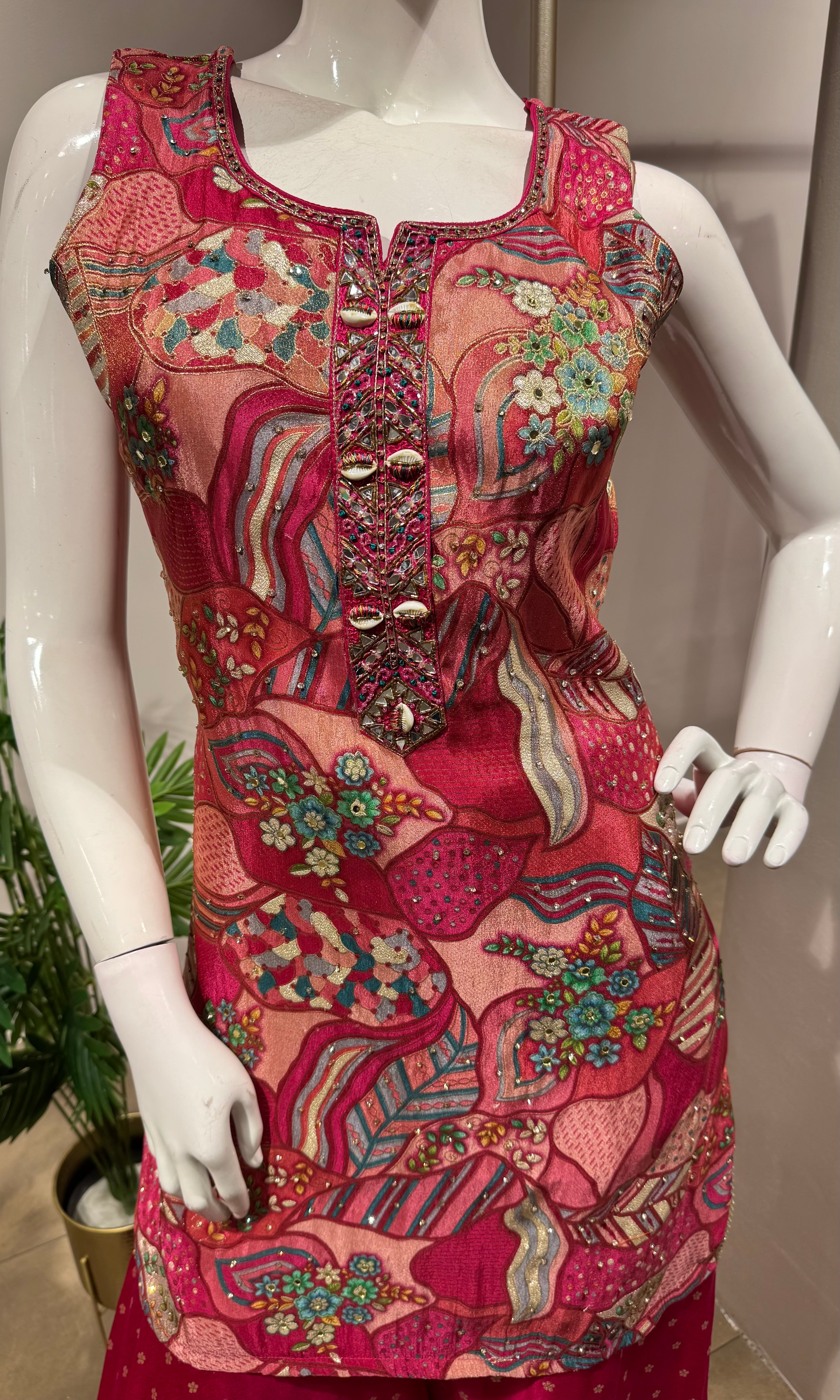 pink with floral sharara set