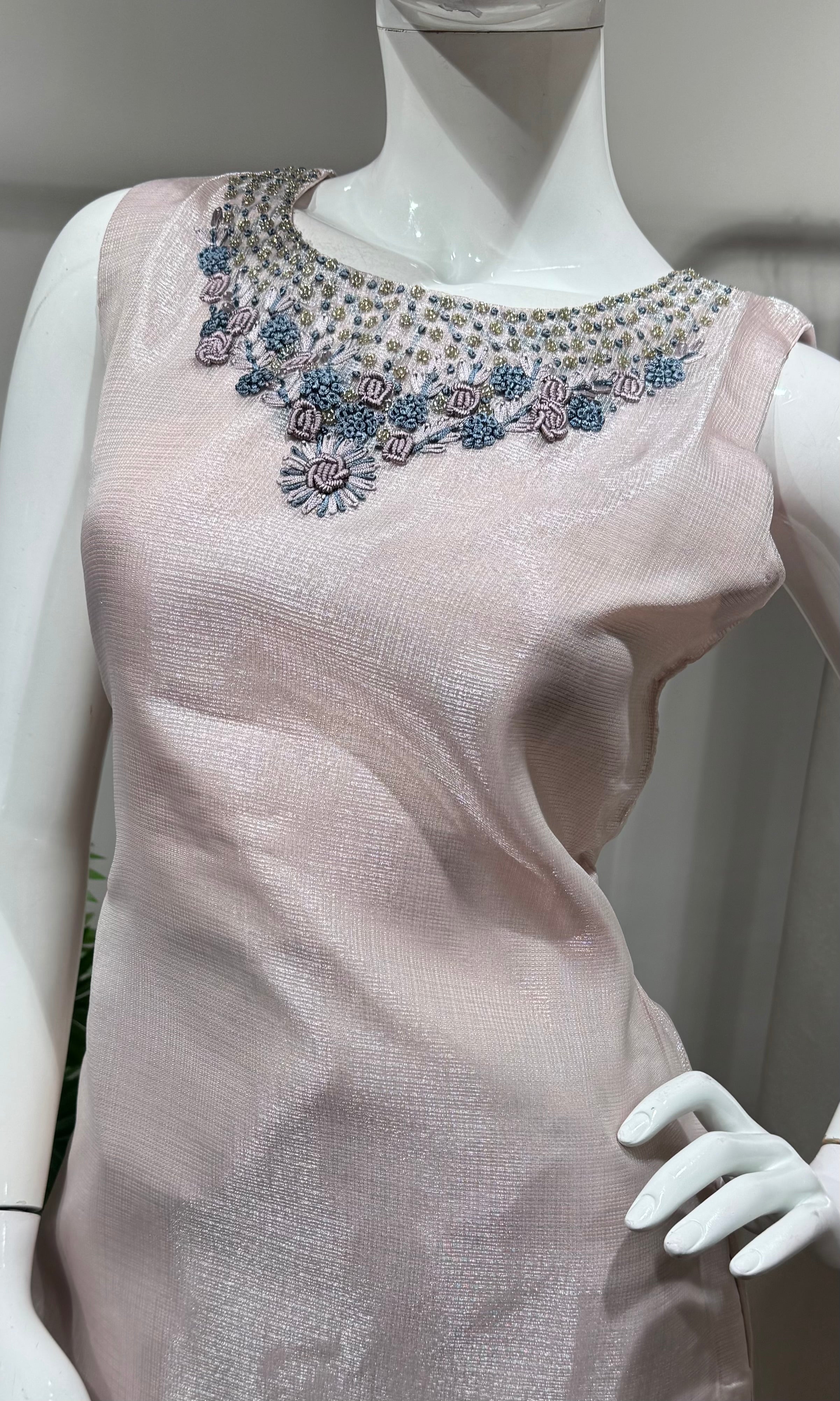 Baby Pink Embroidered Kota Kurta set