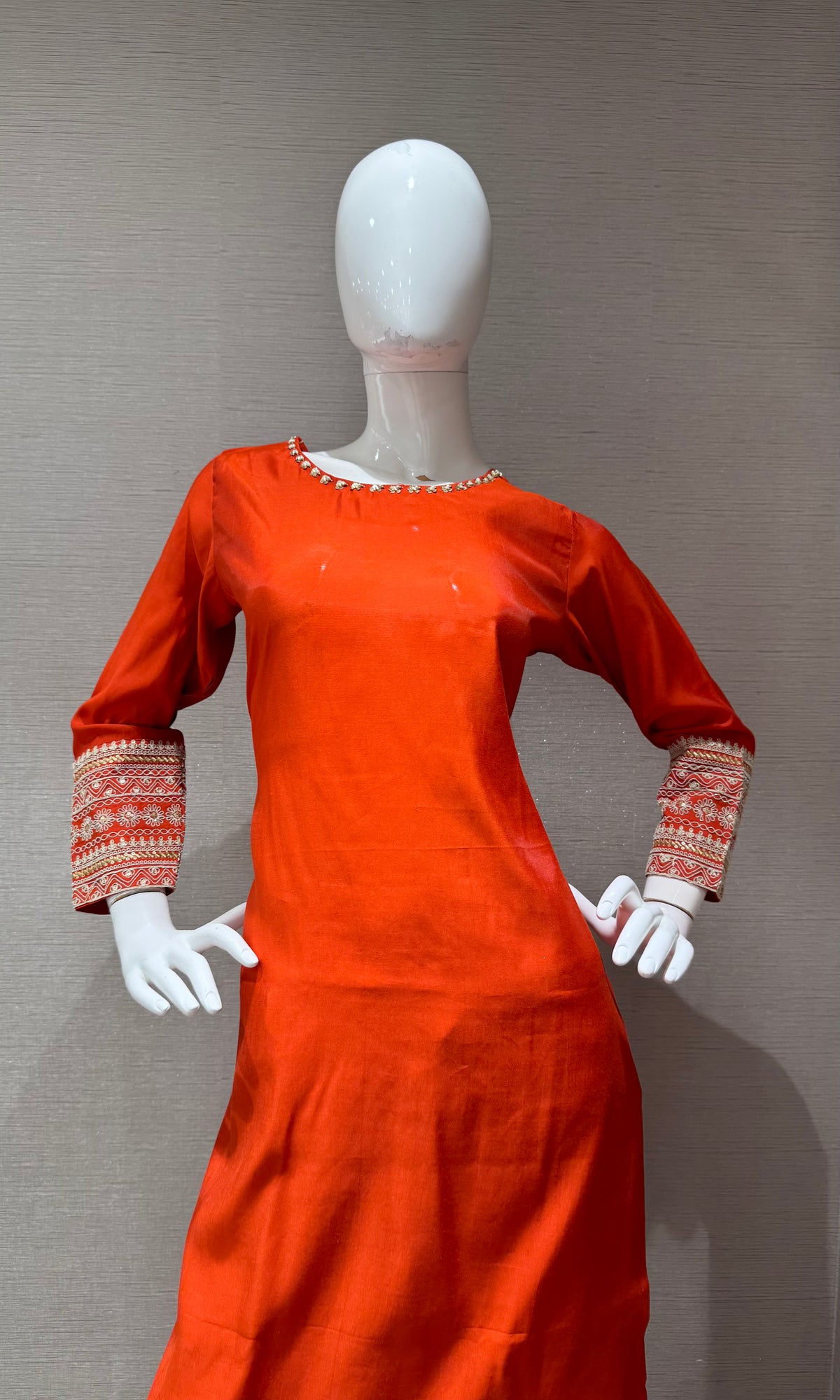 Rust chanderi silk Kurta set with Flared Dupatta