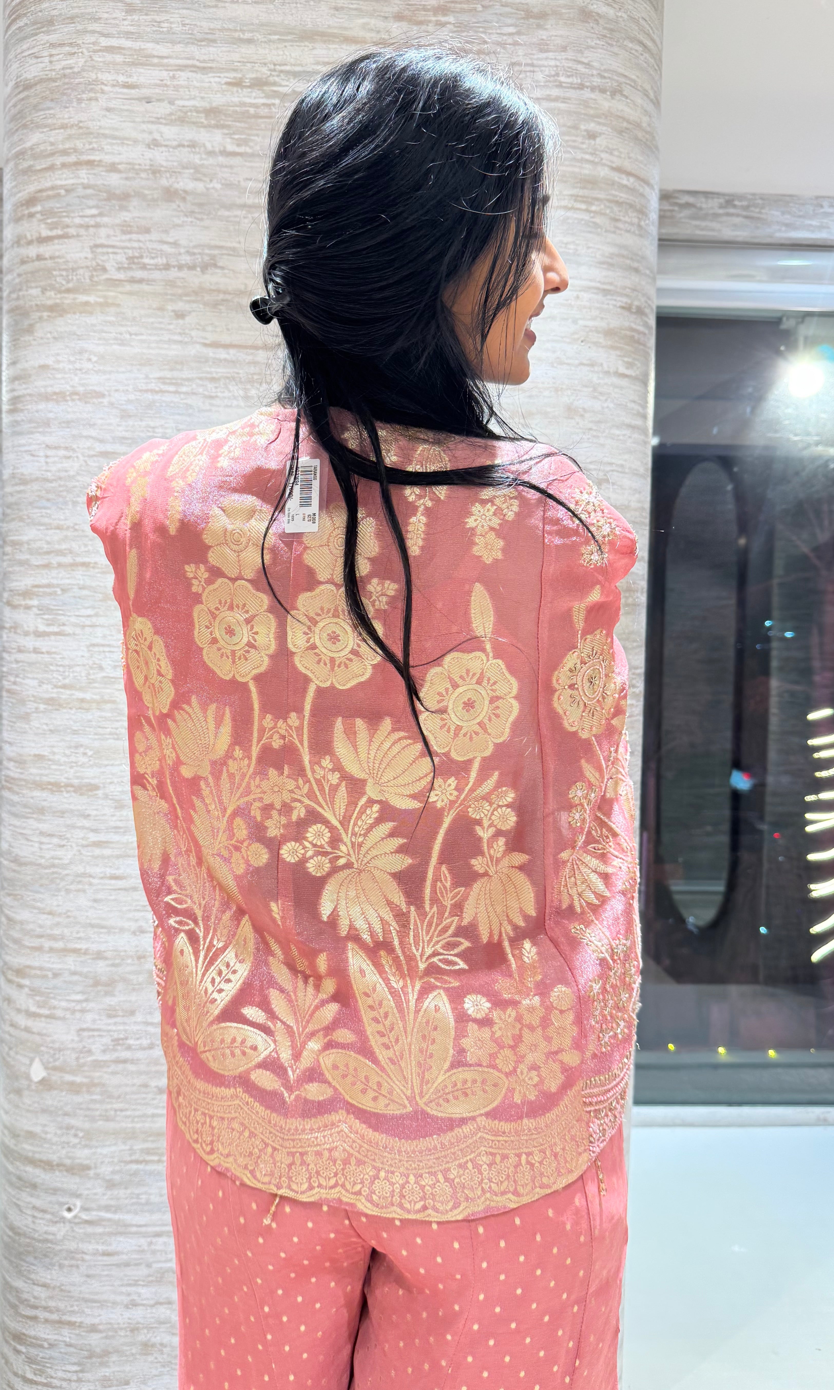 Onion pink embroidered palazzo set