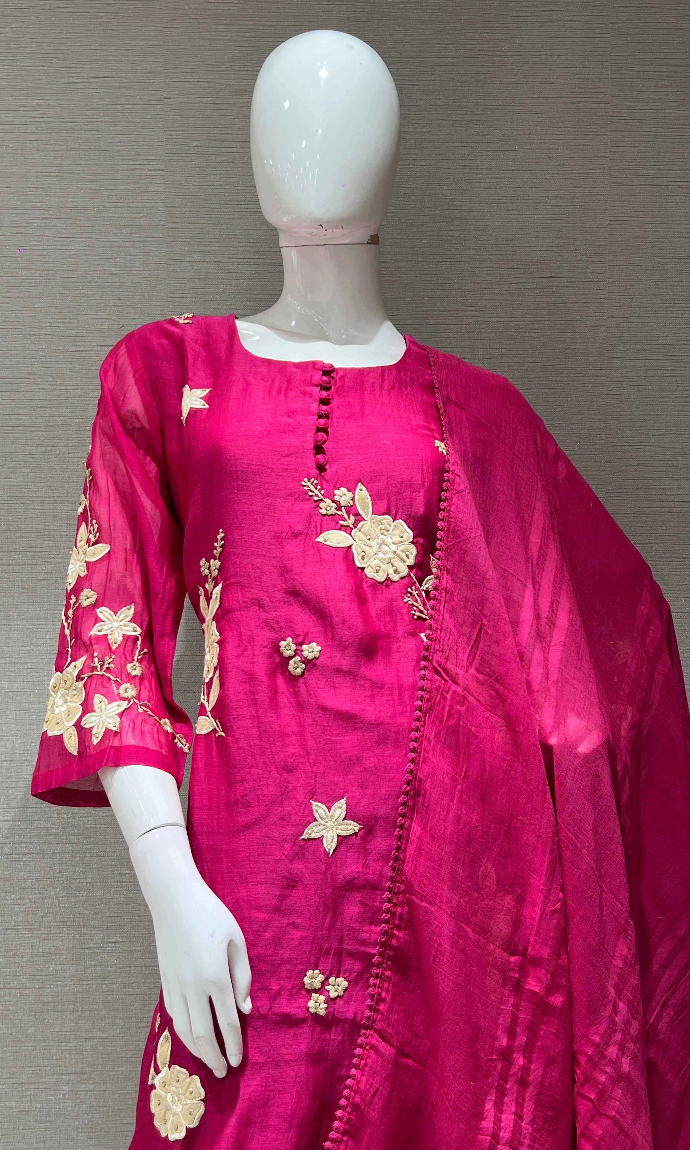 Rani PINK FLORAL MOTIF KURTA SET
