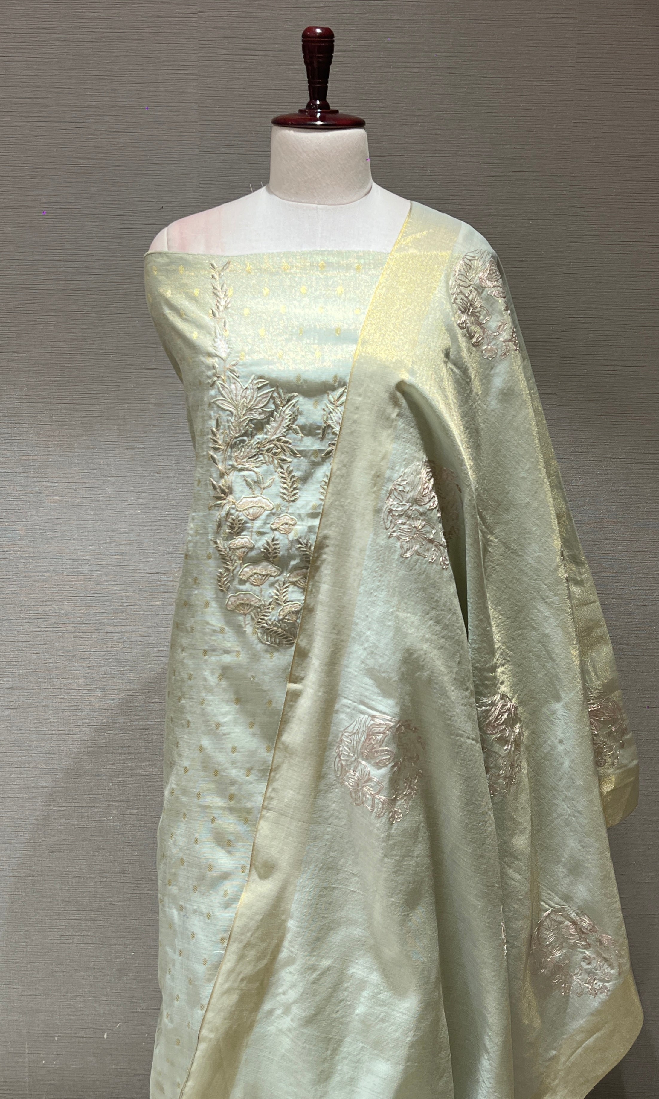 Pista green dress material