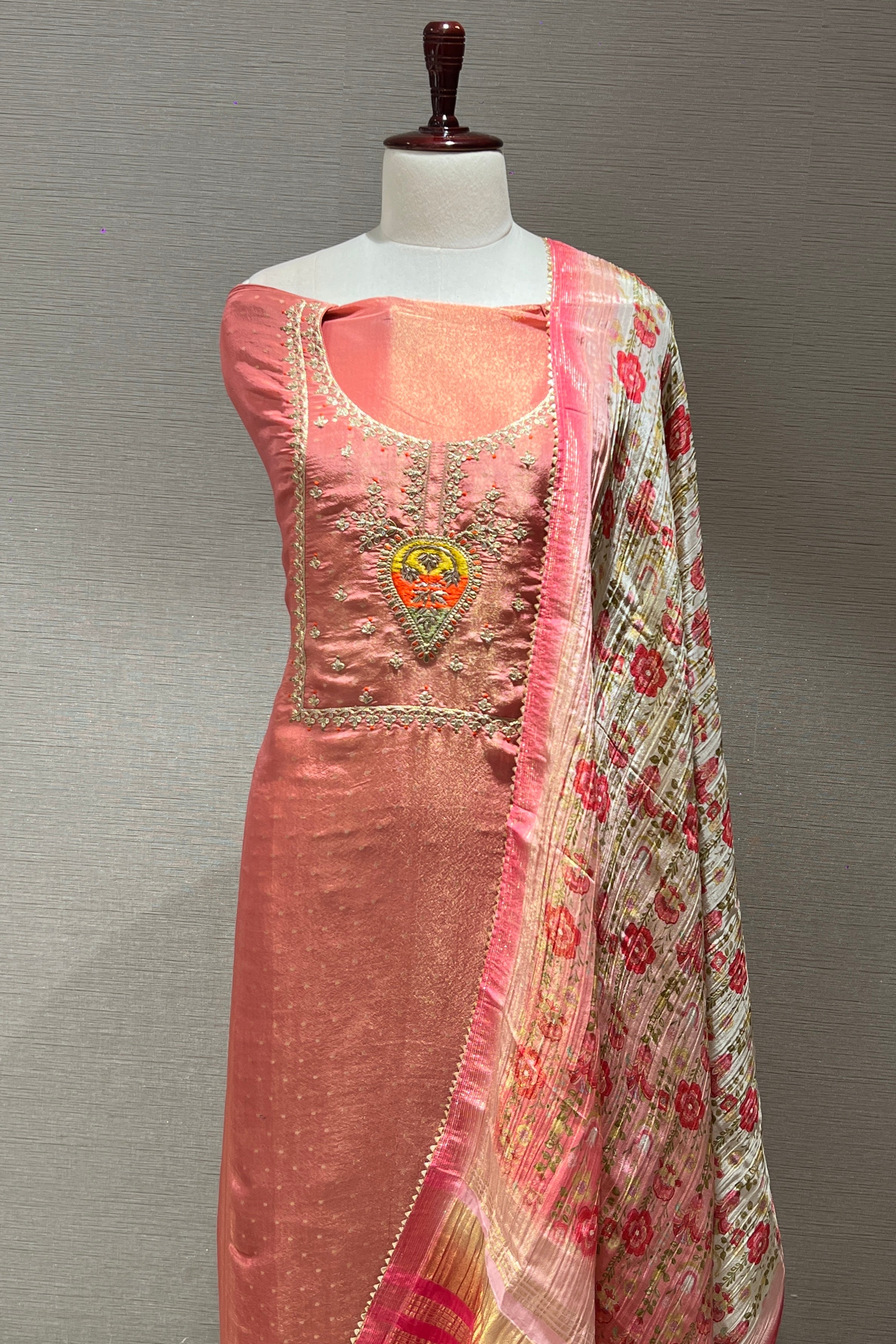 salmon pink dress material