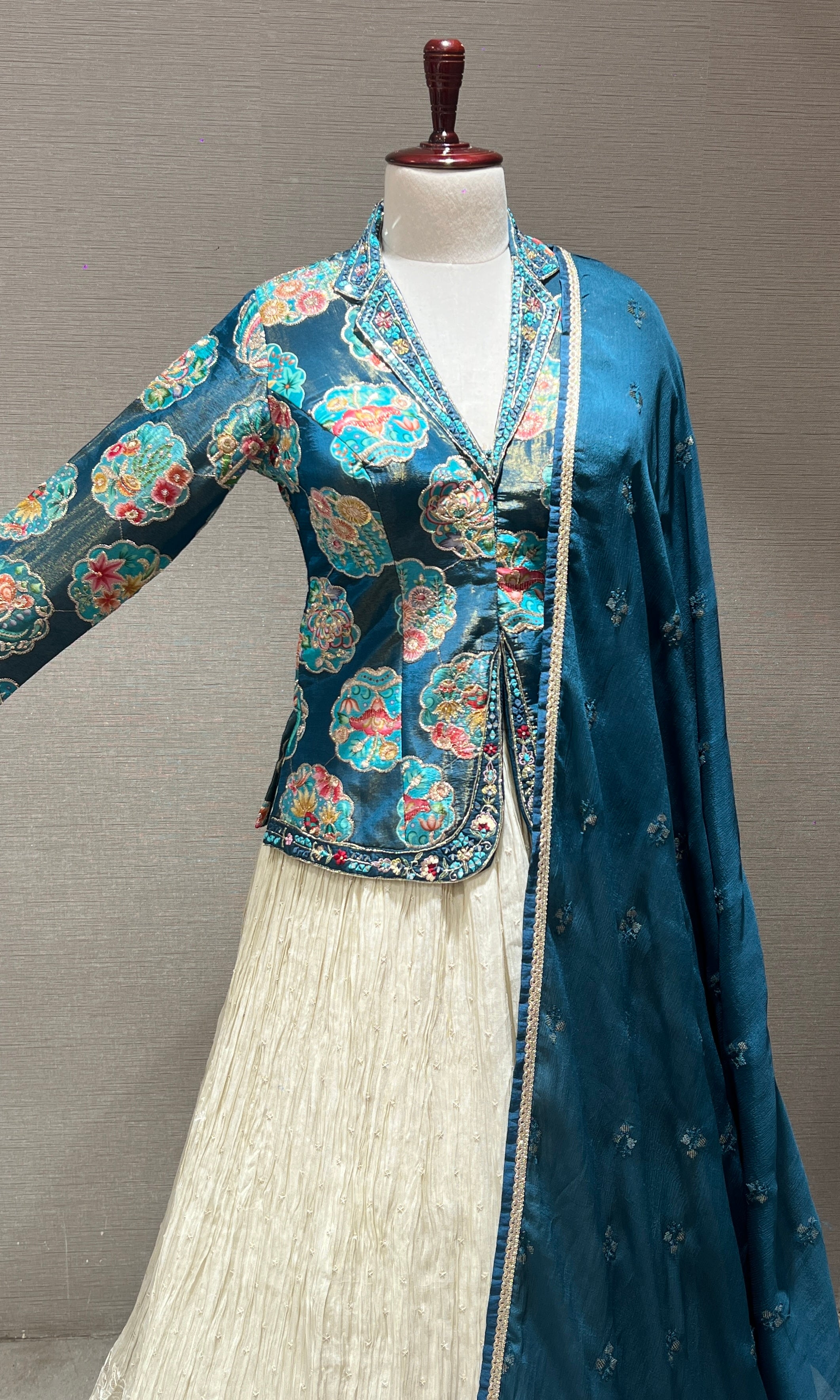 Blue Lehenga with jacket