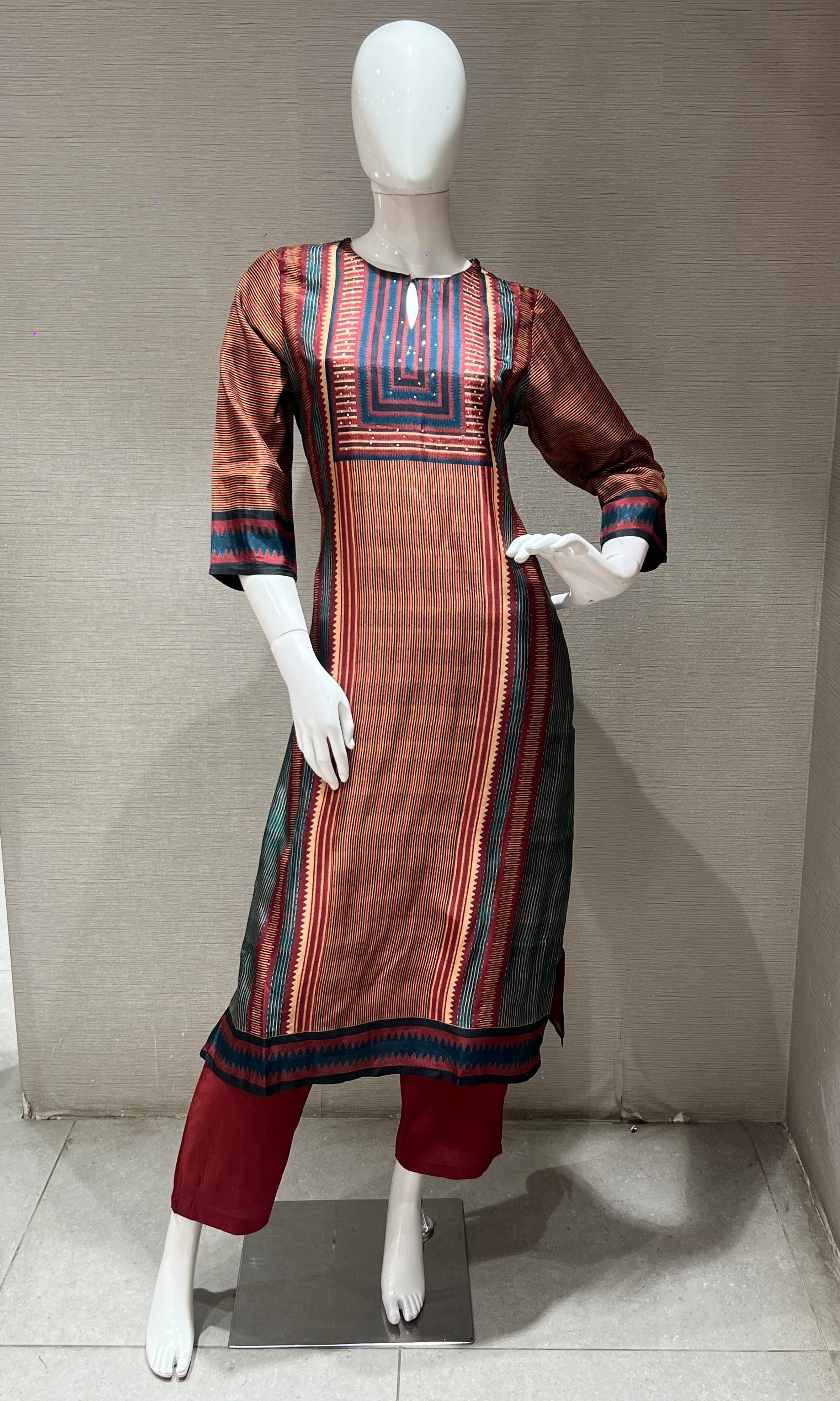 multi printed kurta with dupatta