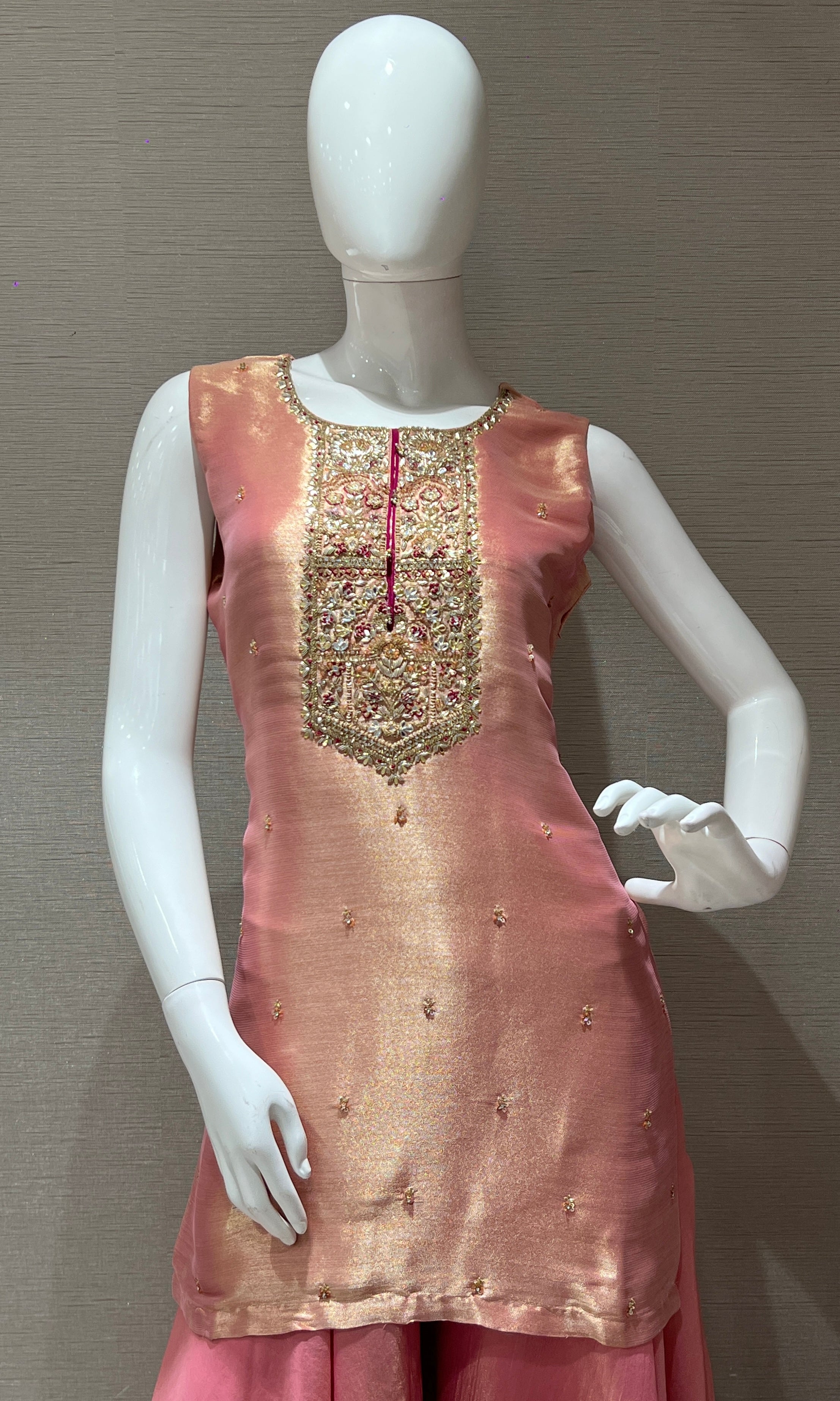 Rose Gold Embroidered Sharara Palazzo