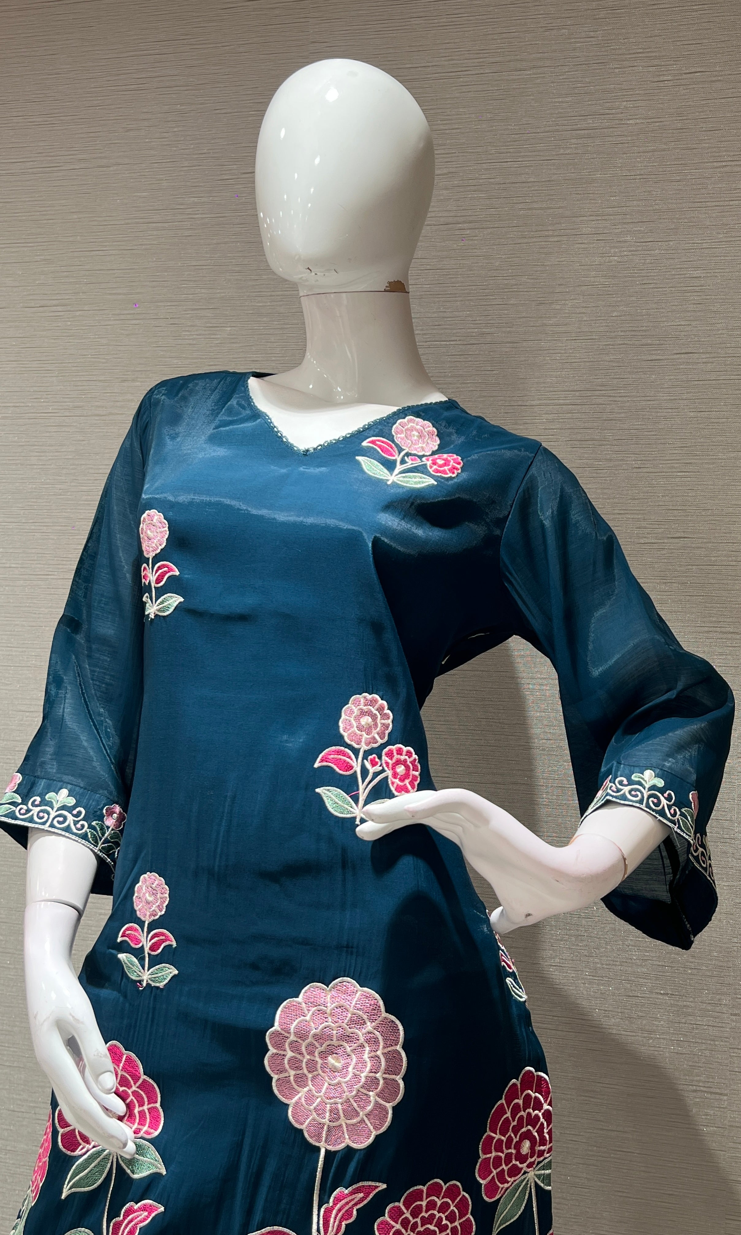 Navy blue FLORAL kurta set
