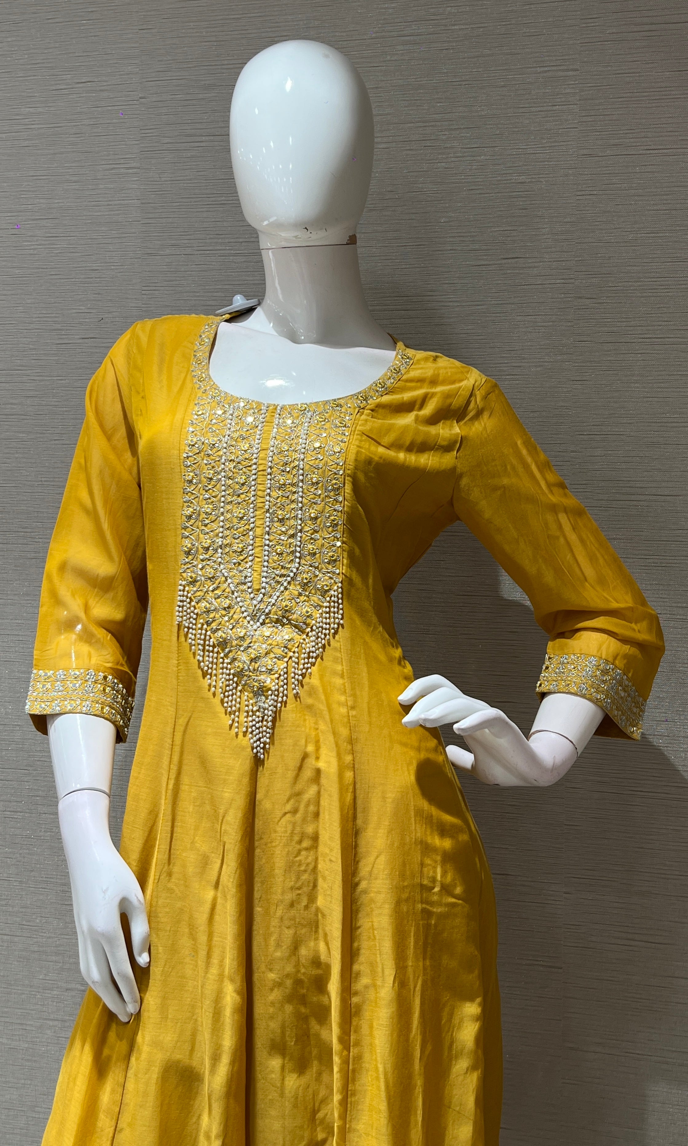 Yellow EMBROIDERED Anarkali KURTA SET