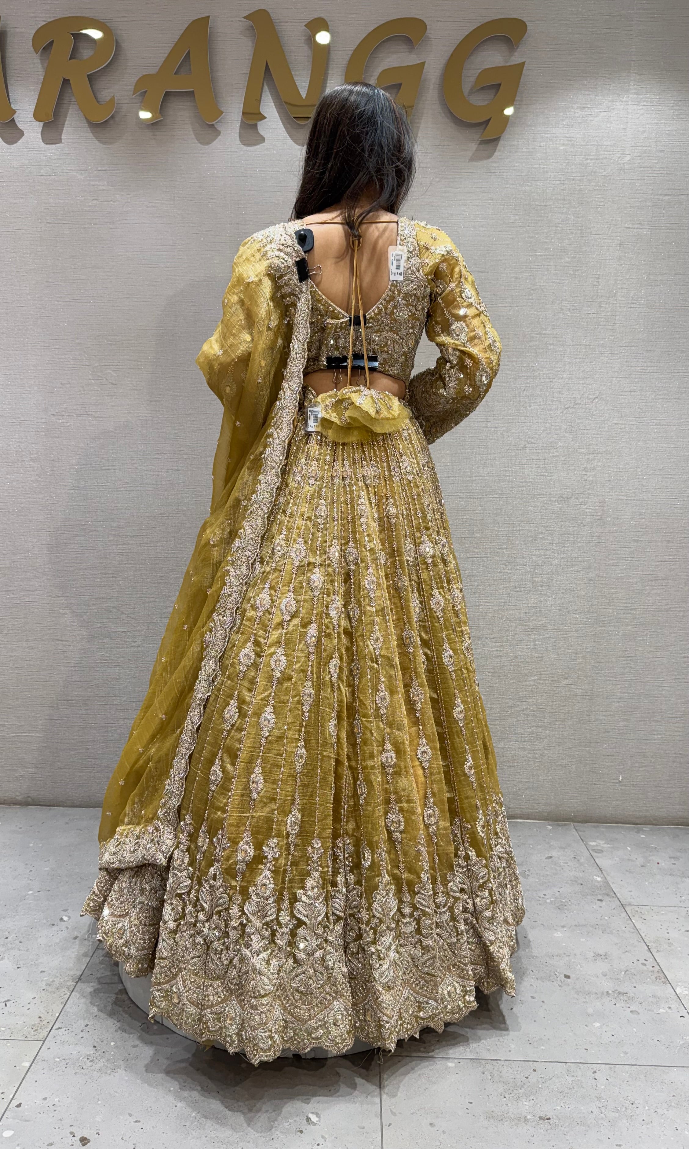 Sandel Yellow Georgette Lehenga set