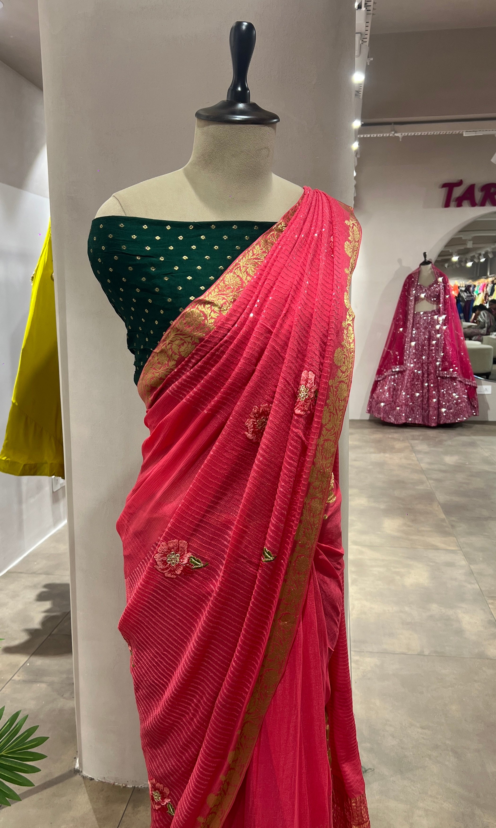 Pink FLORAL FANCY saree