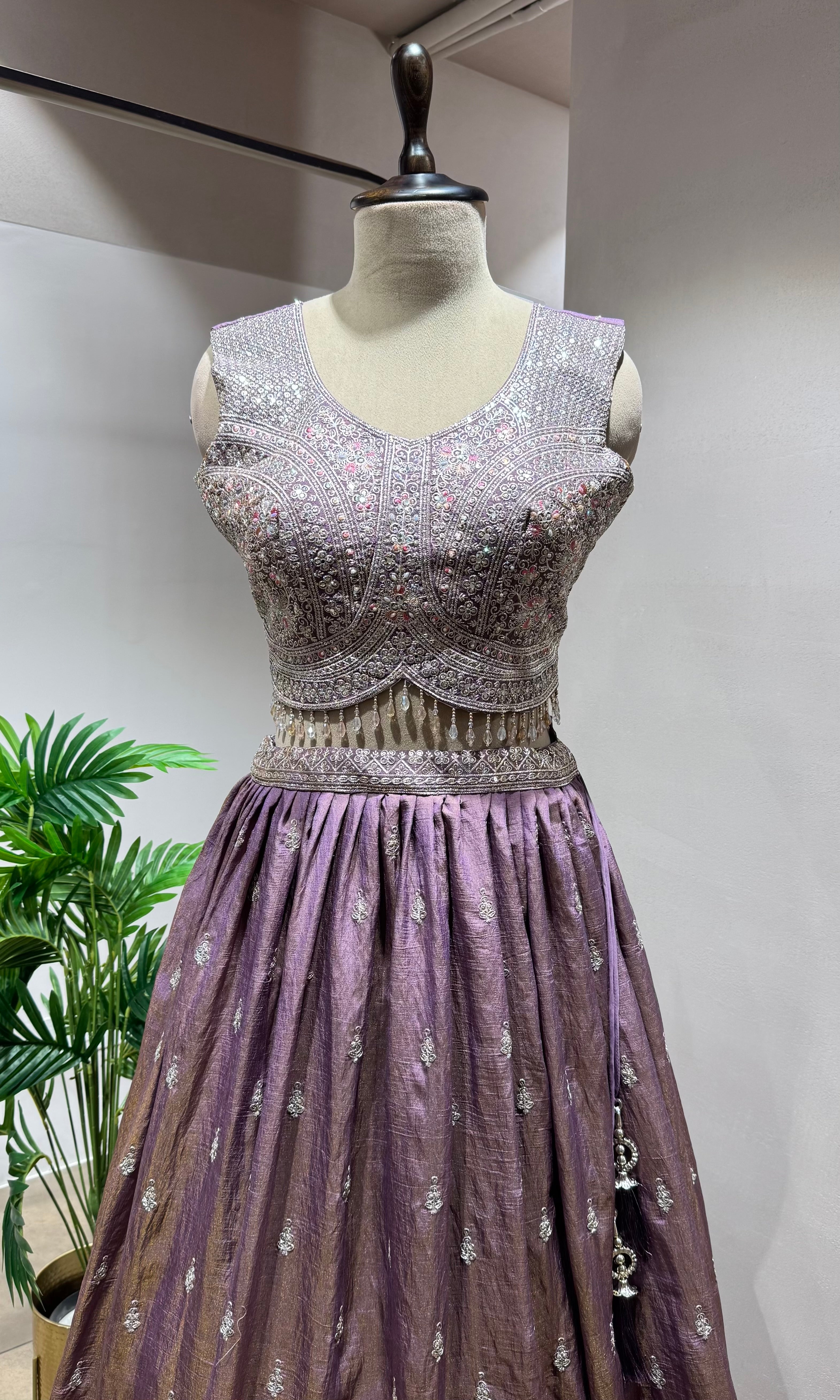 LIGHT PURPLE Lehenga with Zari Embroidery