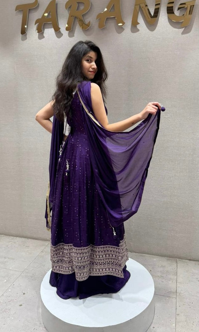 Royal Amethyst Front Slit Anarkali KURTA Set