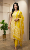 YELLOW ETHNIC PRINTED DRESS MATERIAL