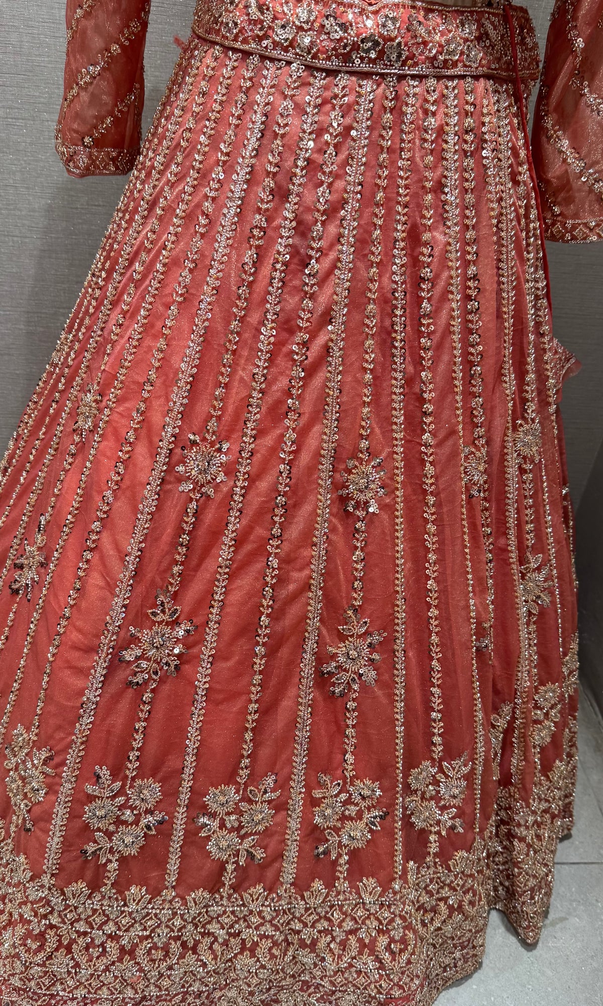 Rust Intricate Embroidered Lehenga Set