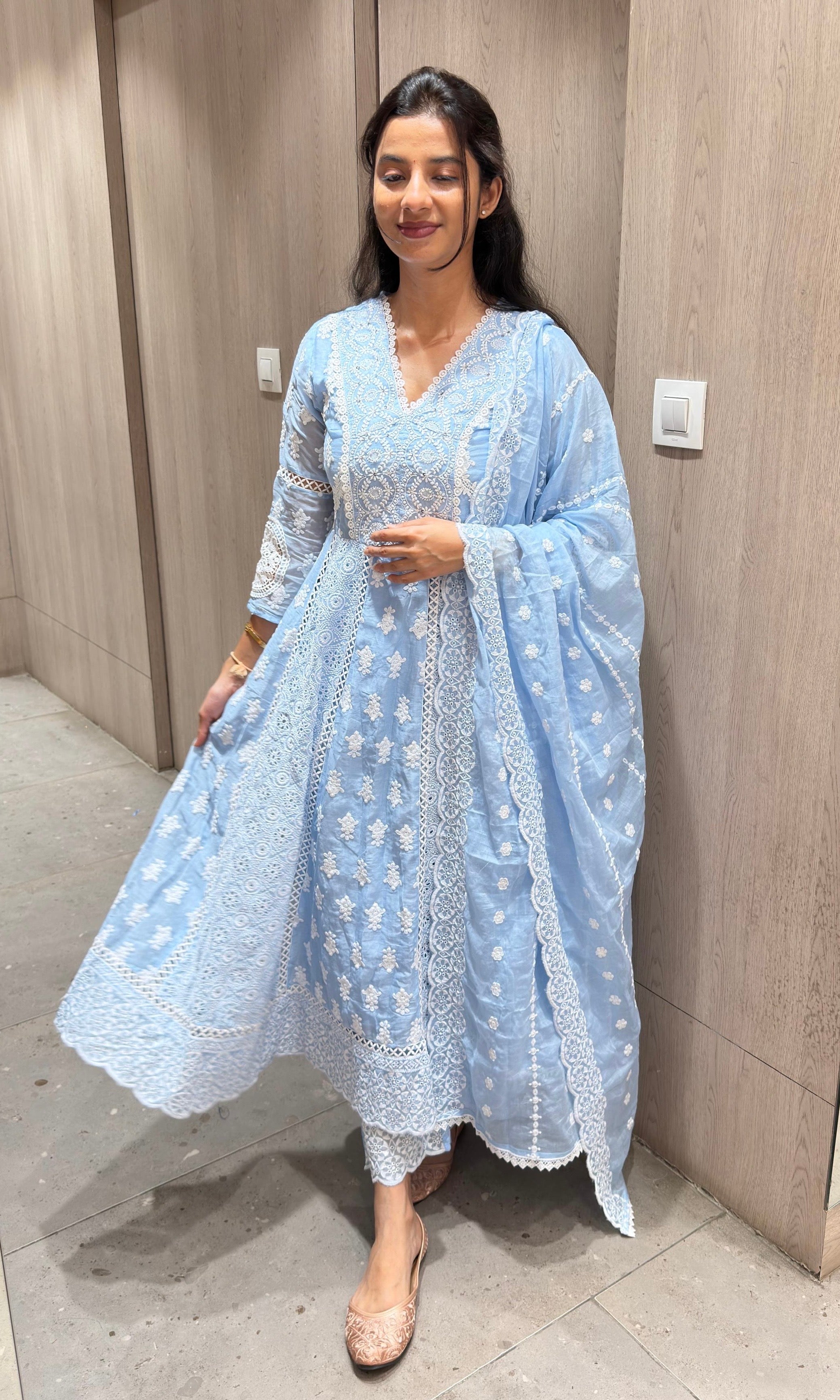 Sea Blue CHIKANKARI kurta
