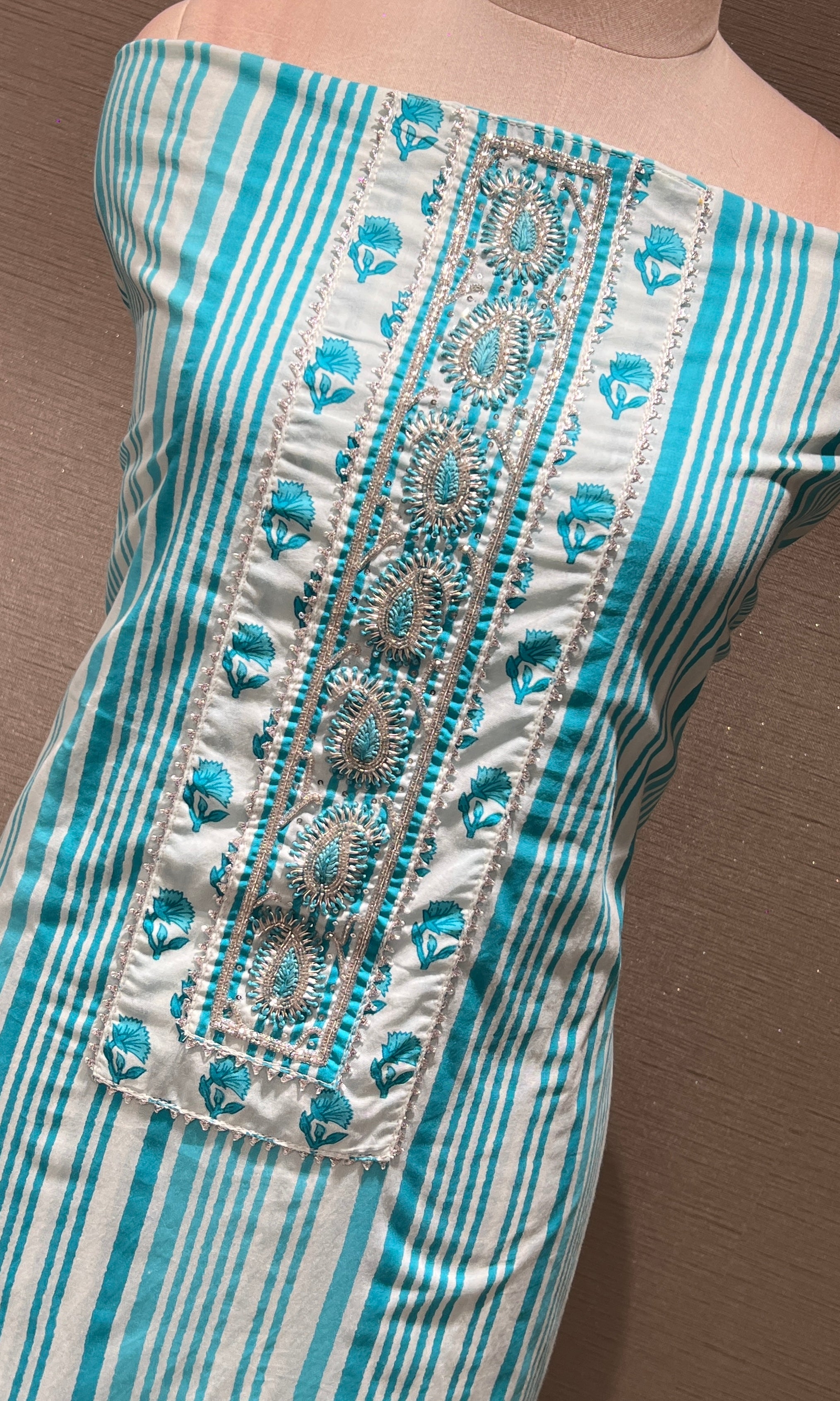 Sea blue dress material