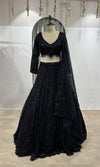 BLACK CLASSIC CRYSTAL WORK LEHENGA