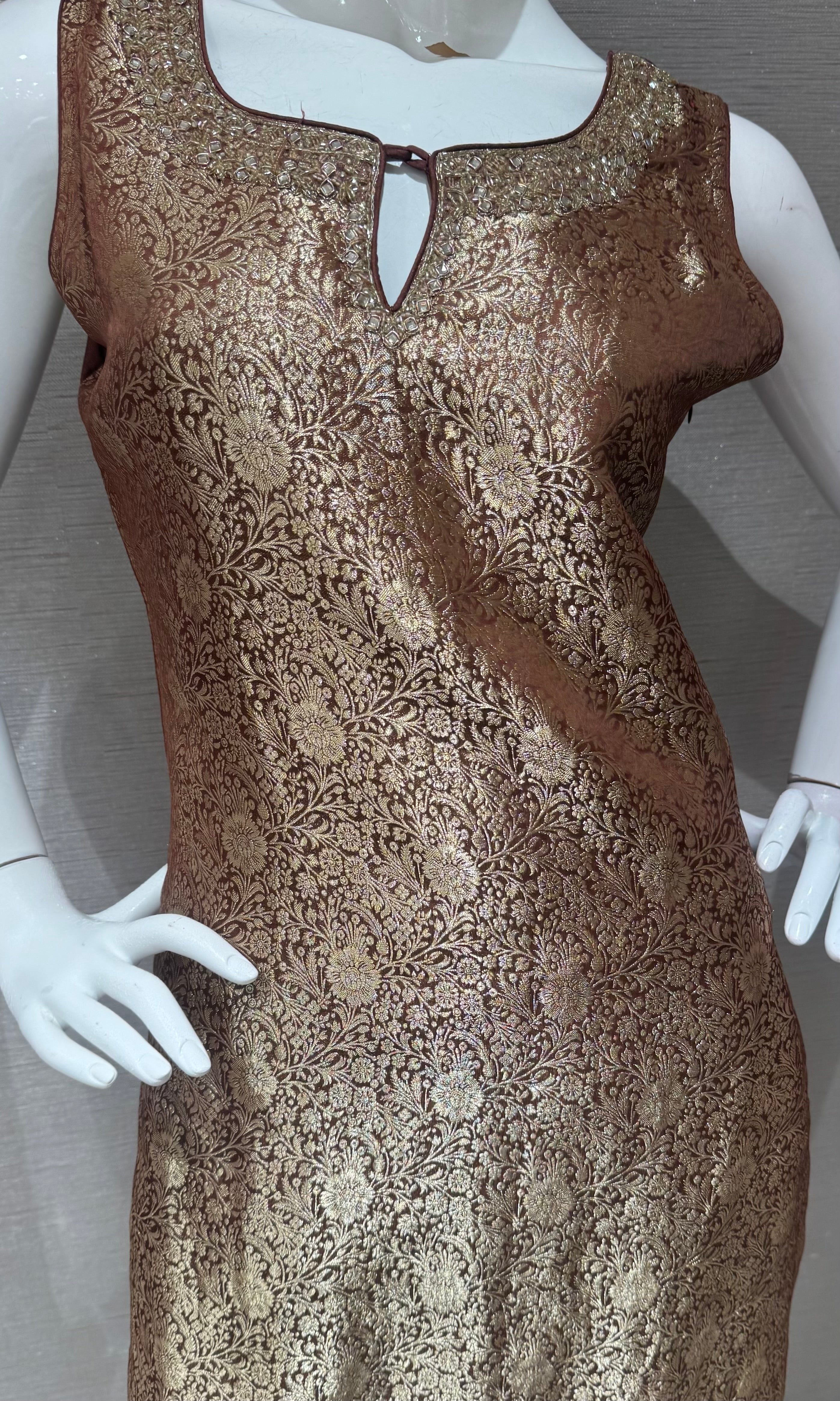 Brown Banarasi ethnic kurta set