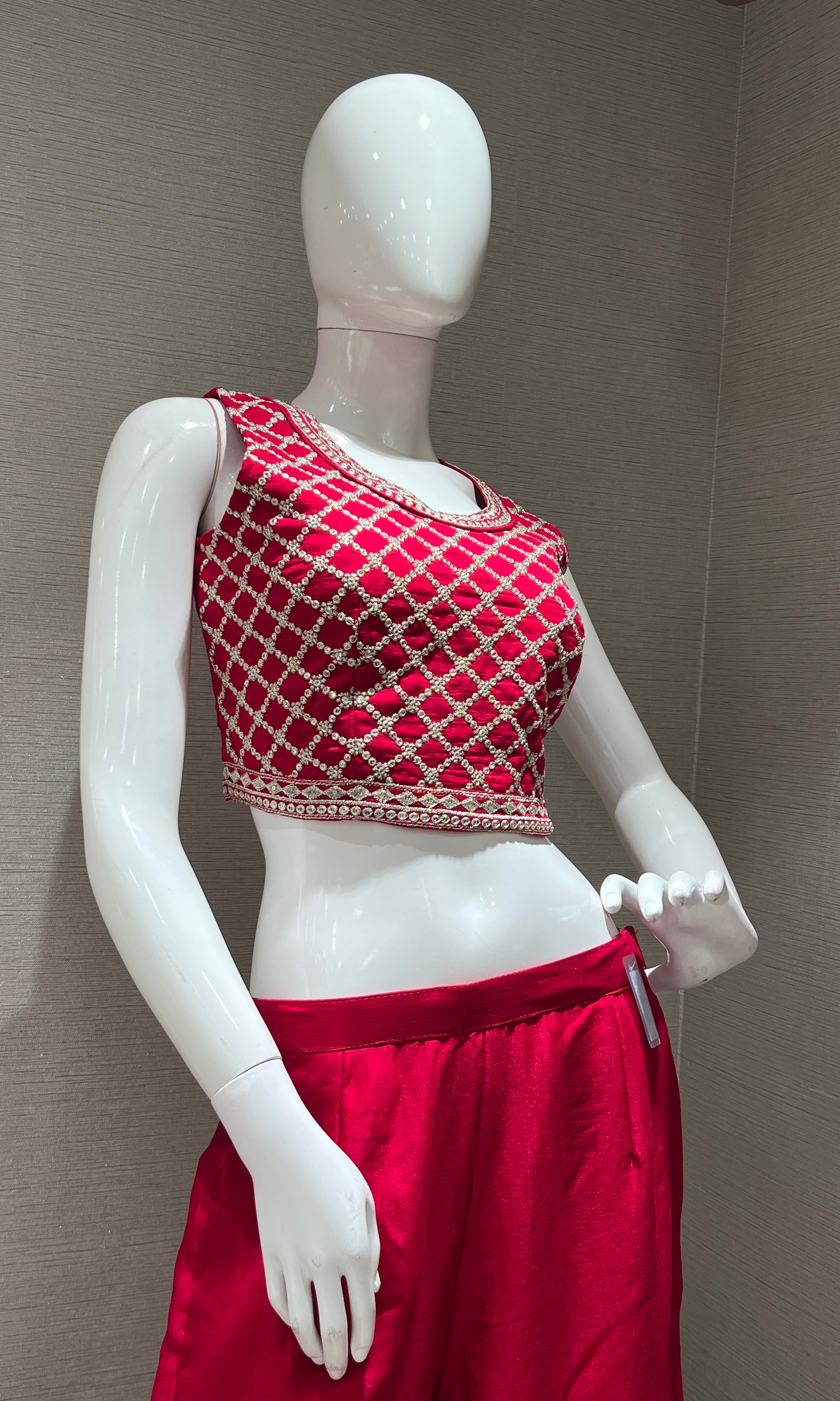 Pink EMBROIDERED JACKET STYLE PALAZZO