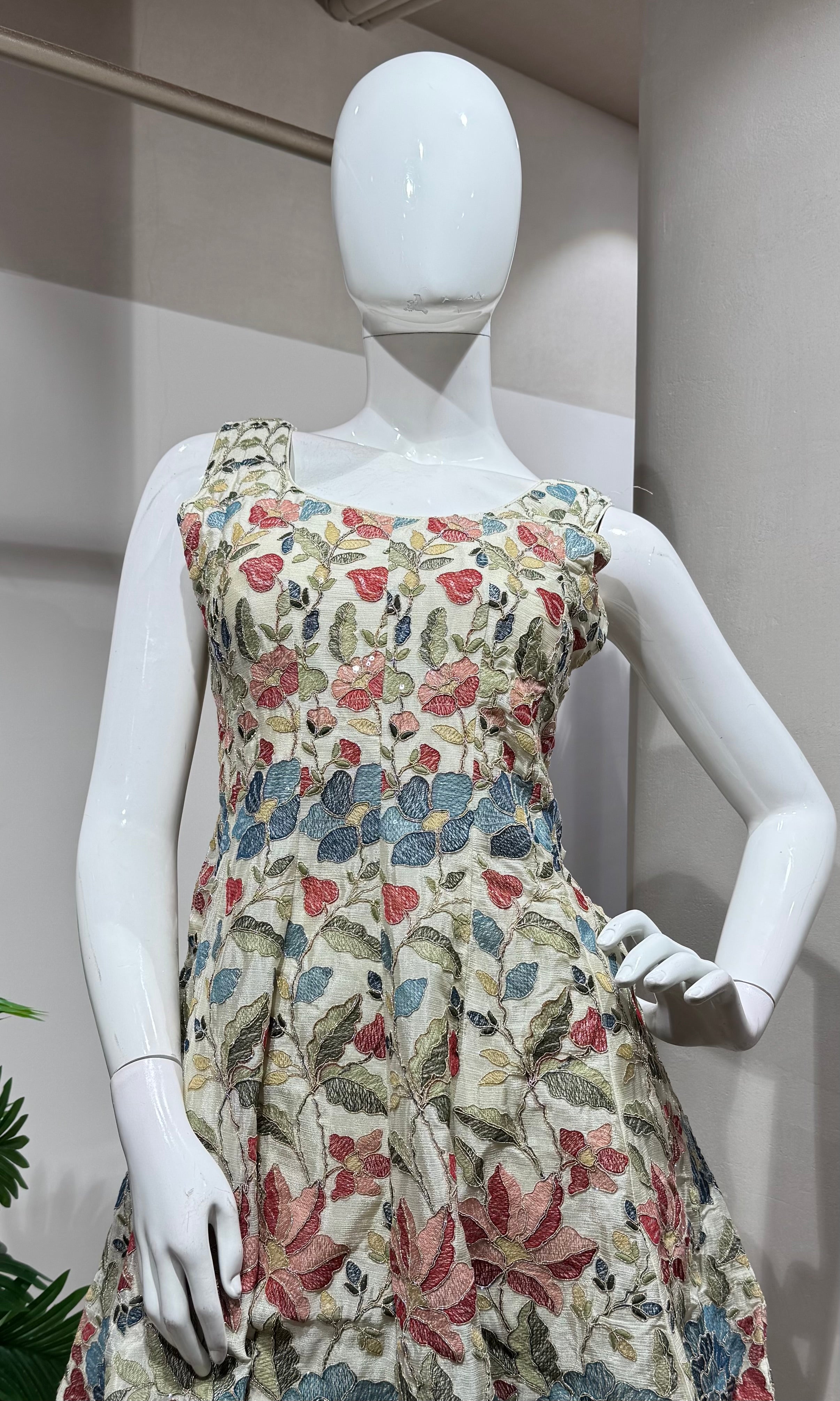 CREAM Floral Embroidery SHARARA Set