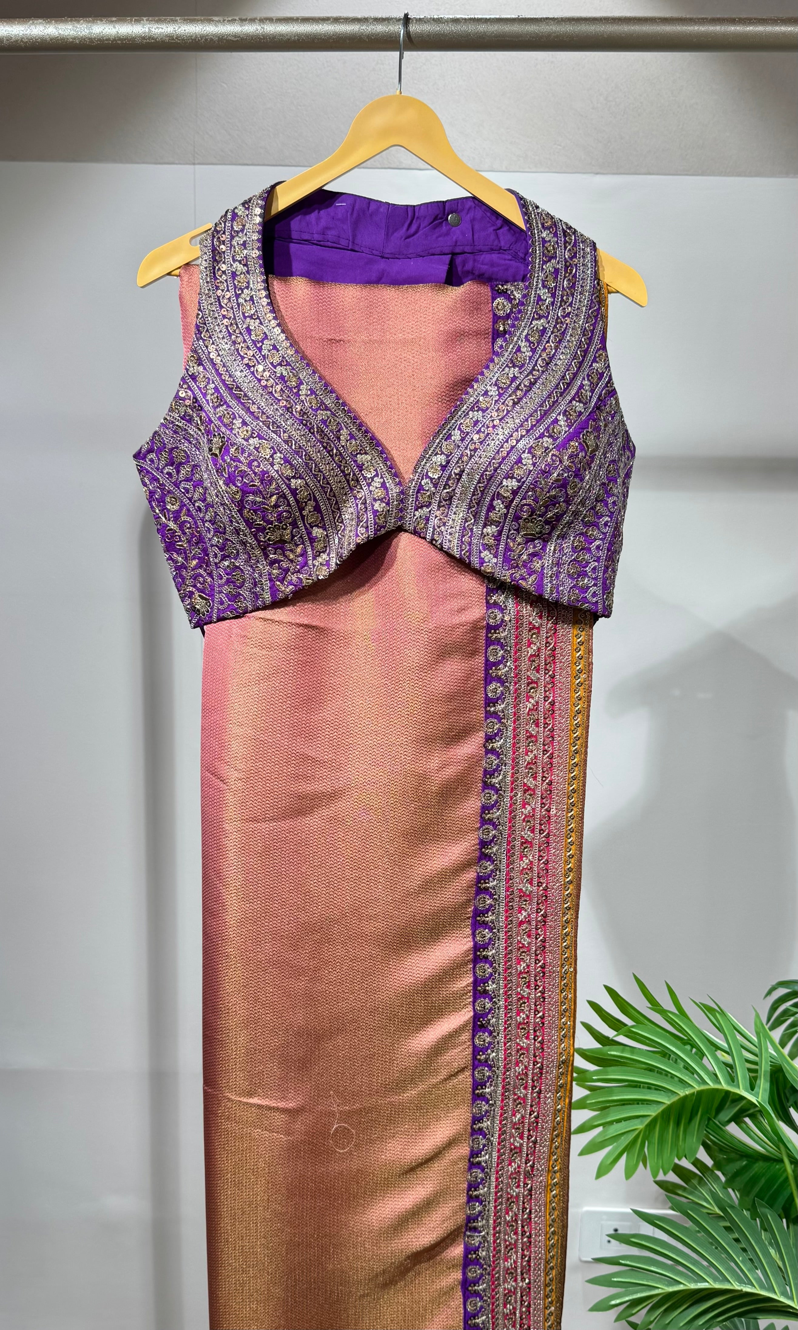 Peach saree with blouse