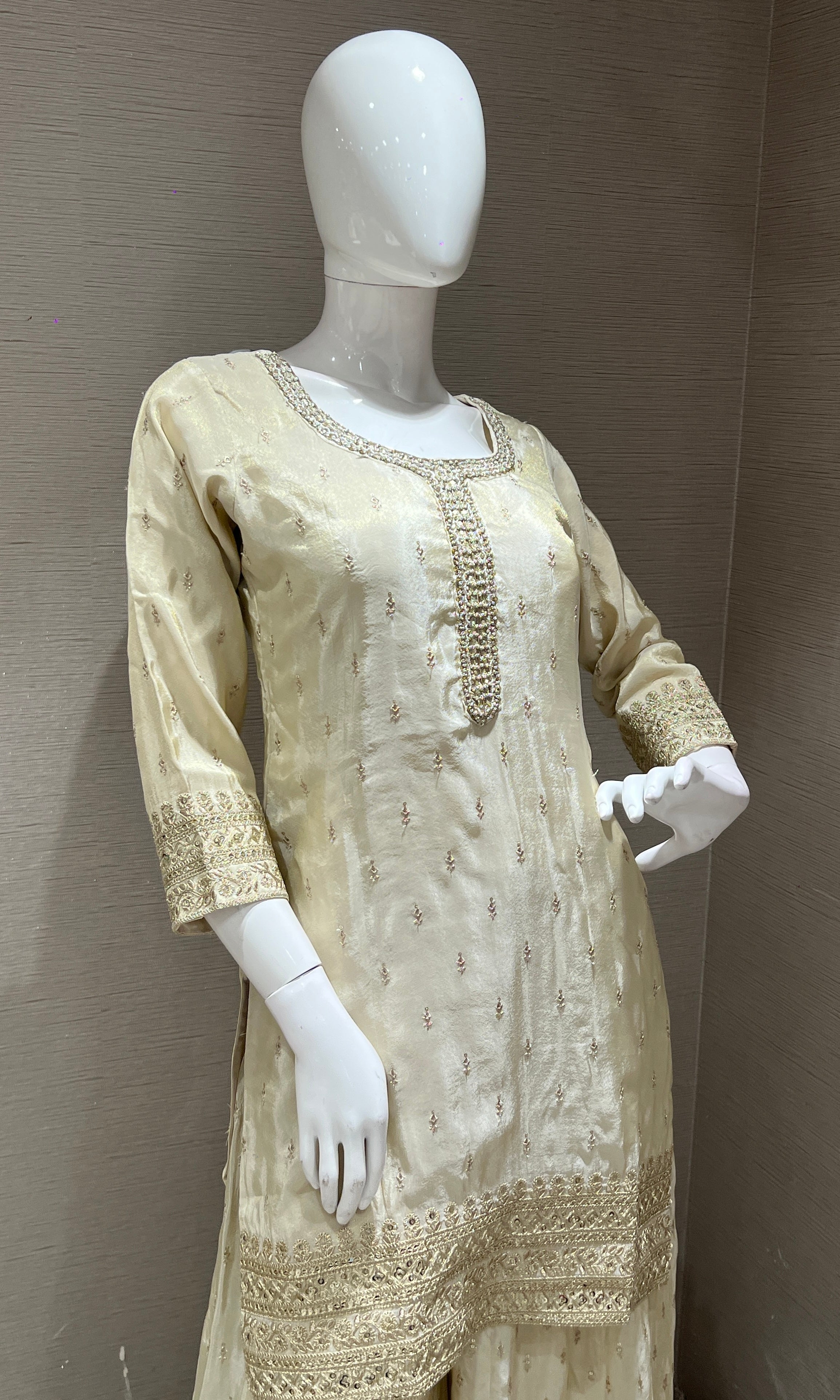 Half white Embroidered Sharara Palazoo