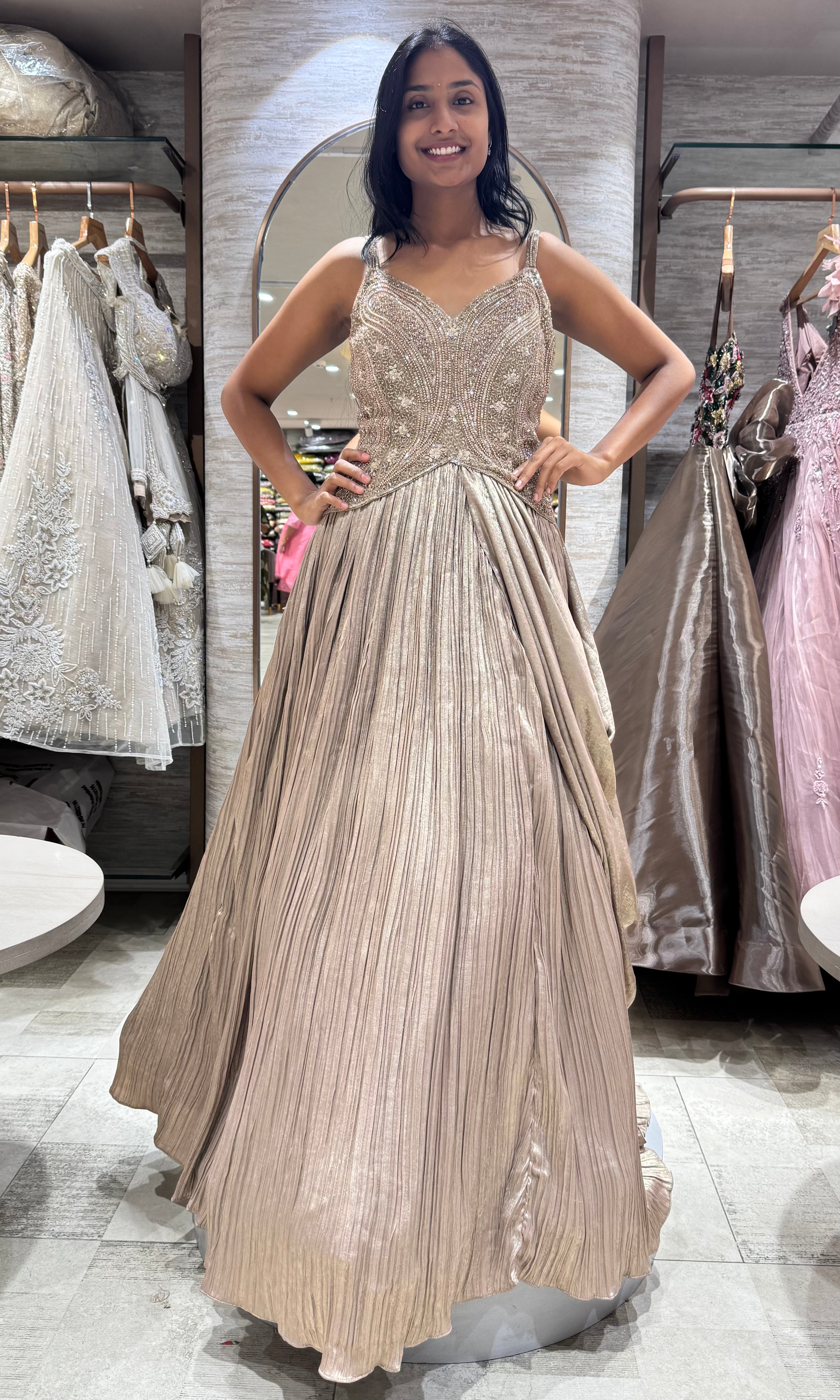 Fawn gold embroidered gown